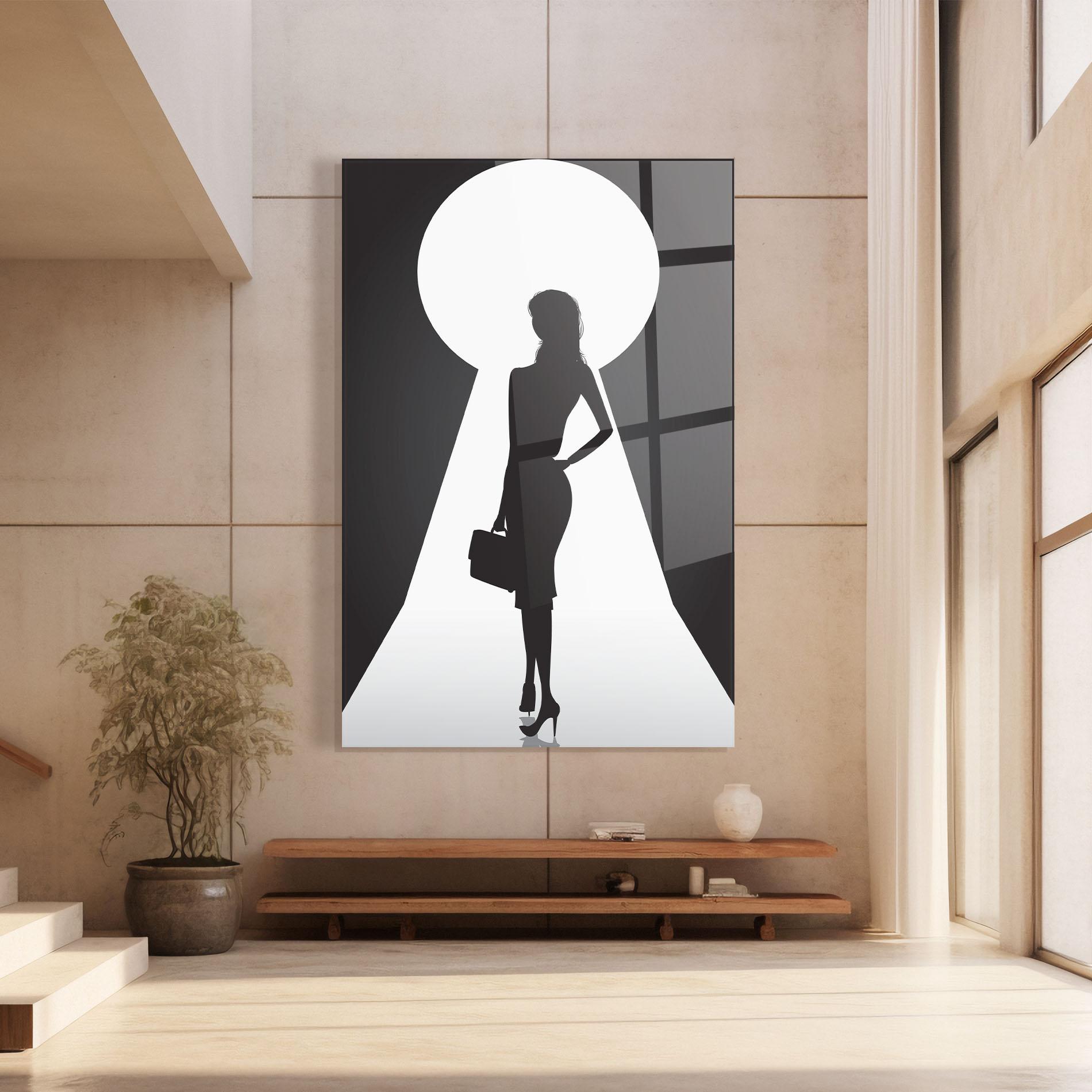 Glasbild Girl Door mockup 8