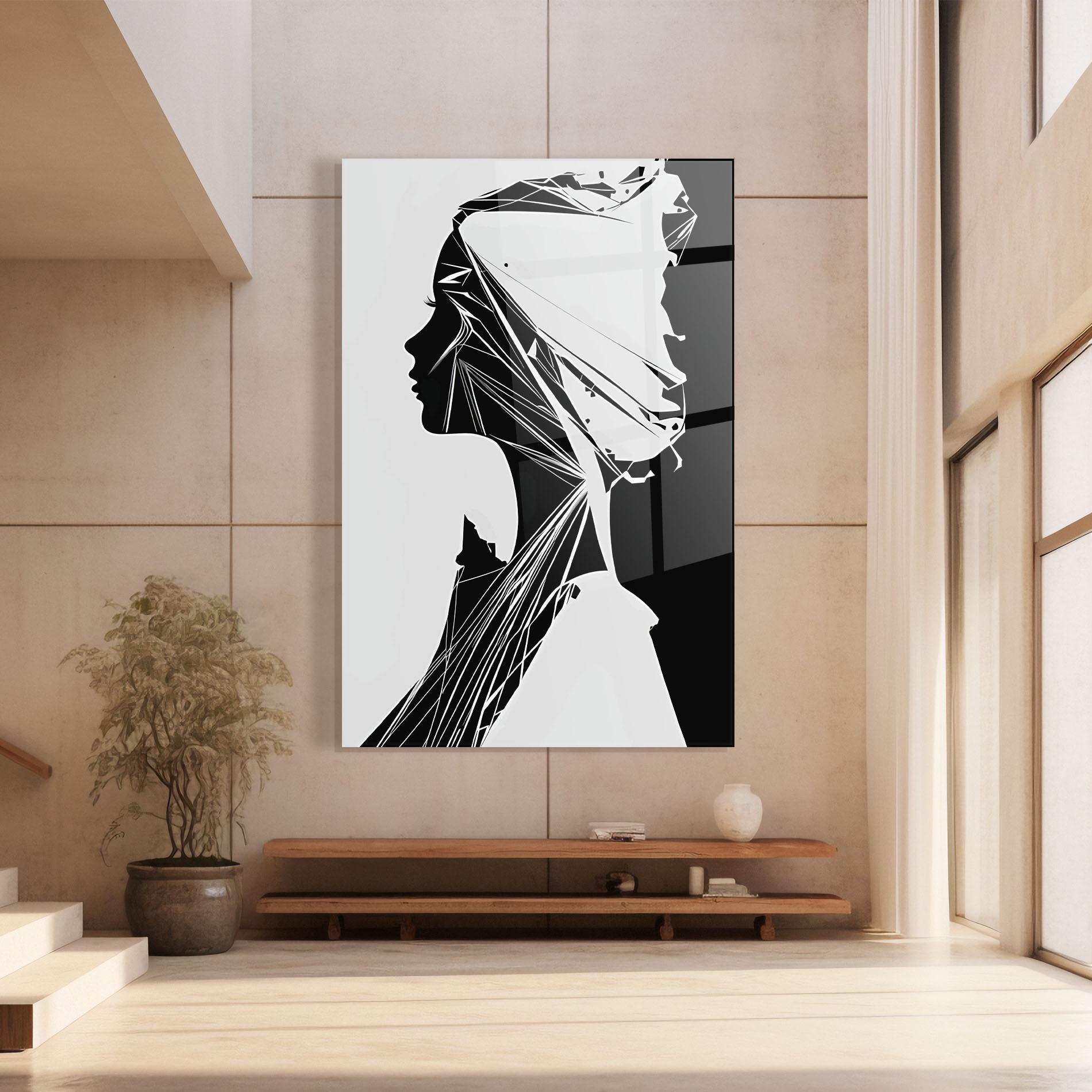 Glasbild Girl Shilouette Art mockup 8