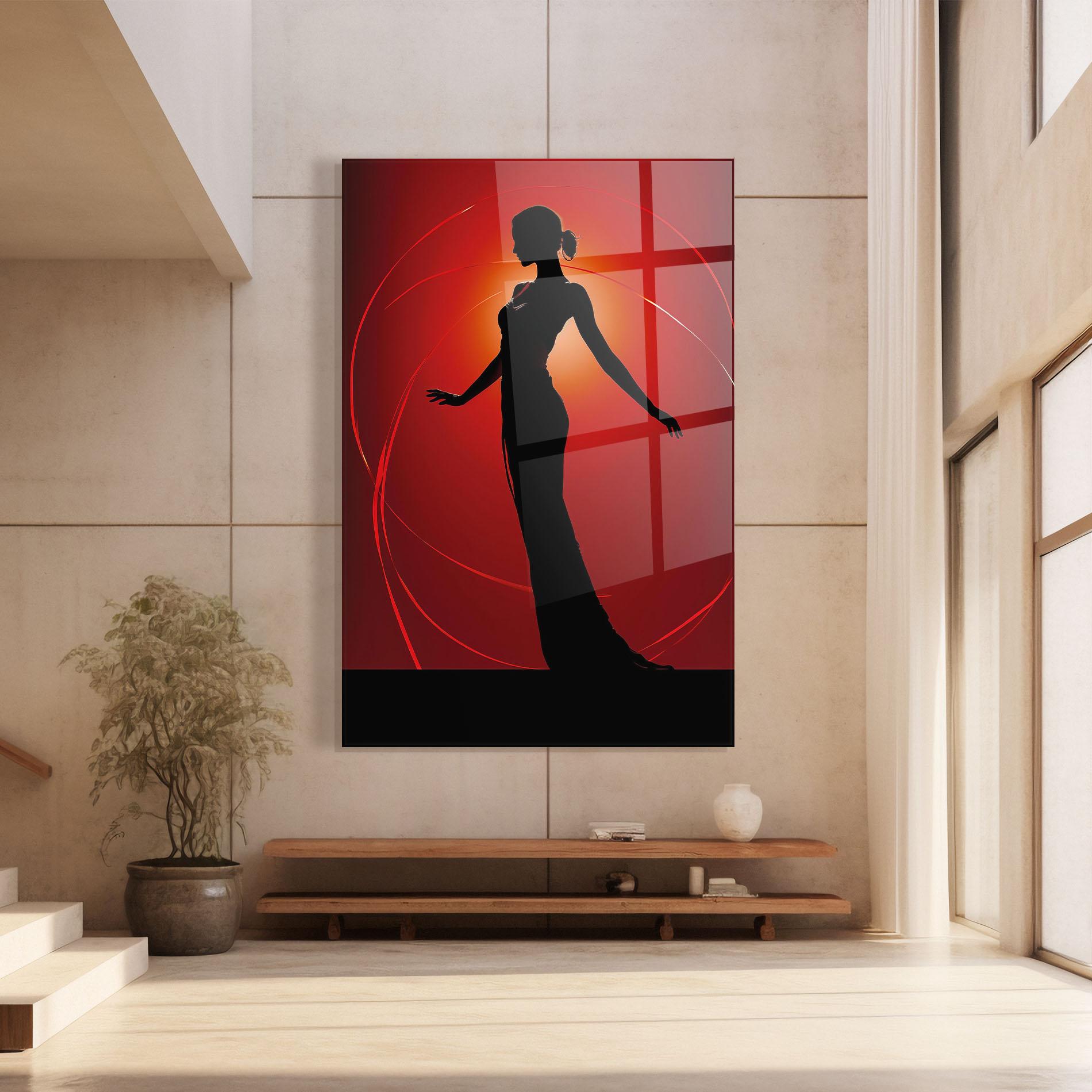 Glasbild Red Background Girl mockup 8