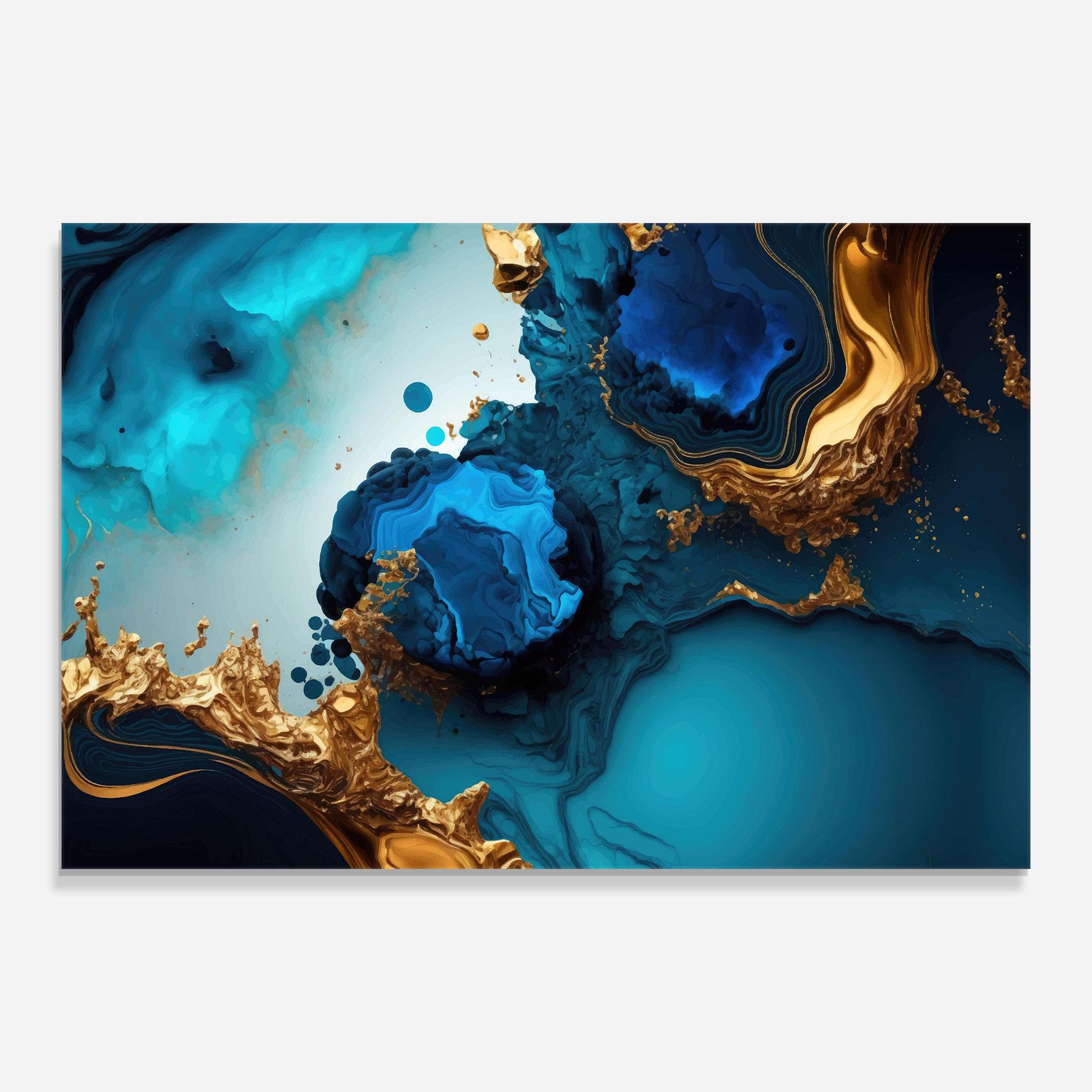 Glasbild Blue Gold Wave mockup 0