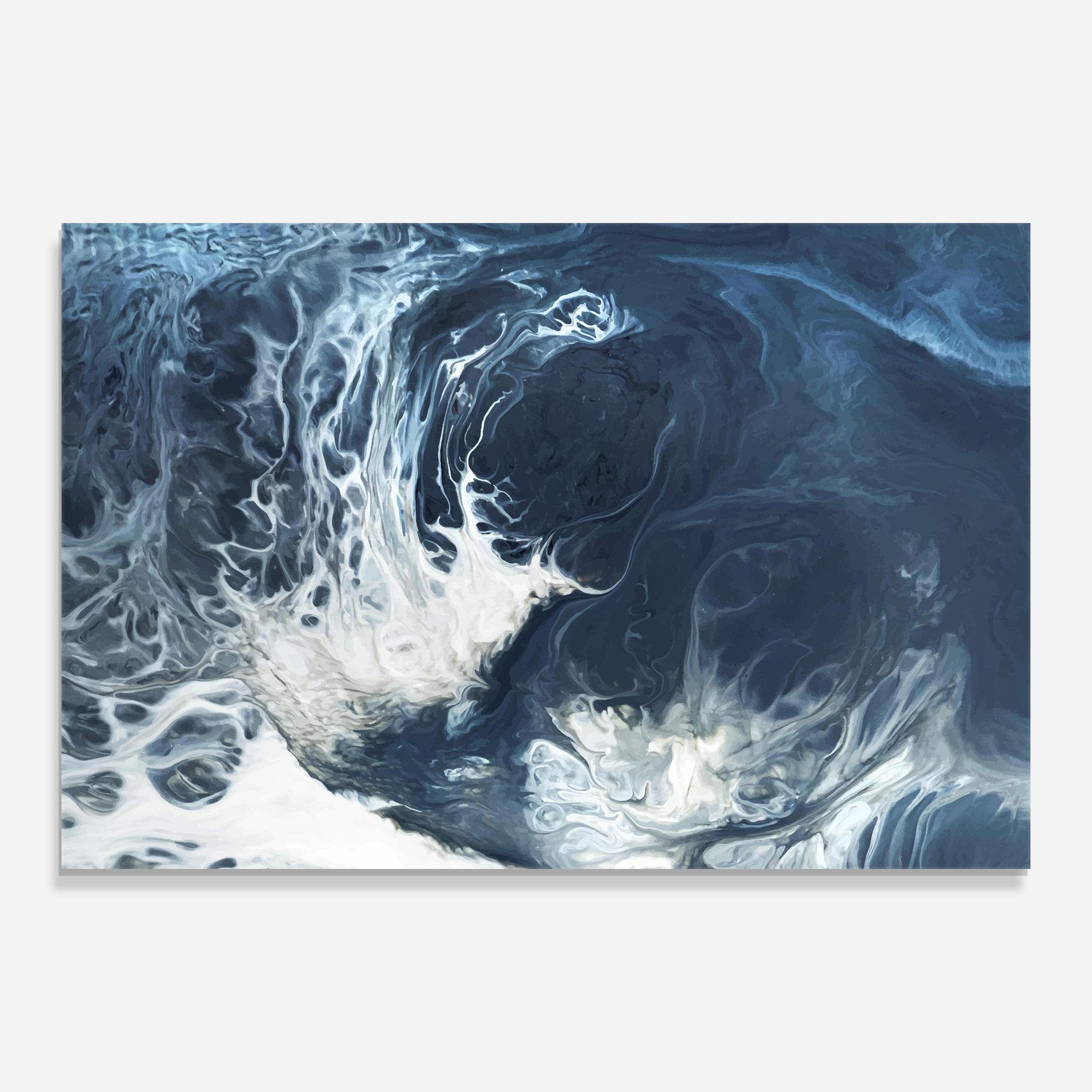 Glasbild Blue White Waves mockup 0