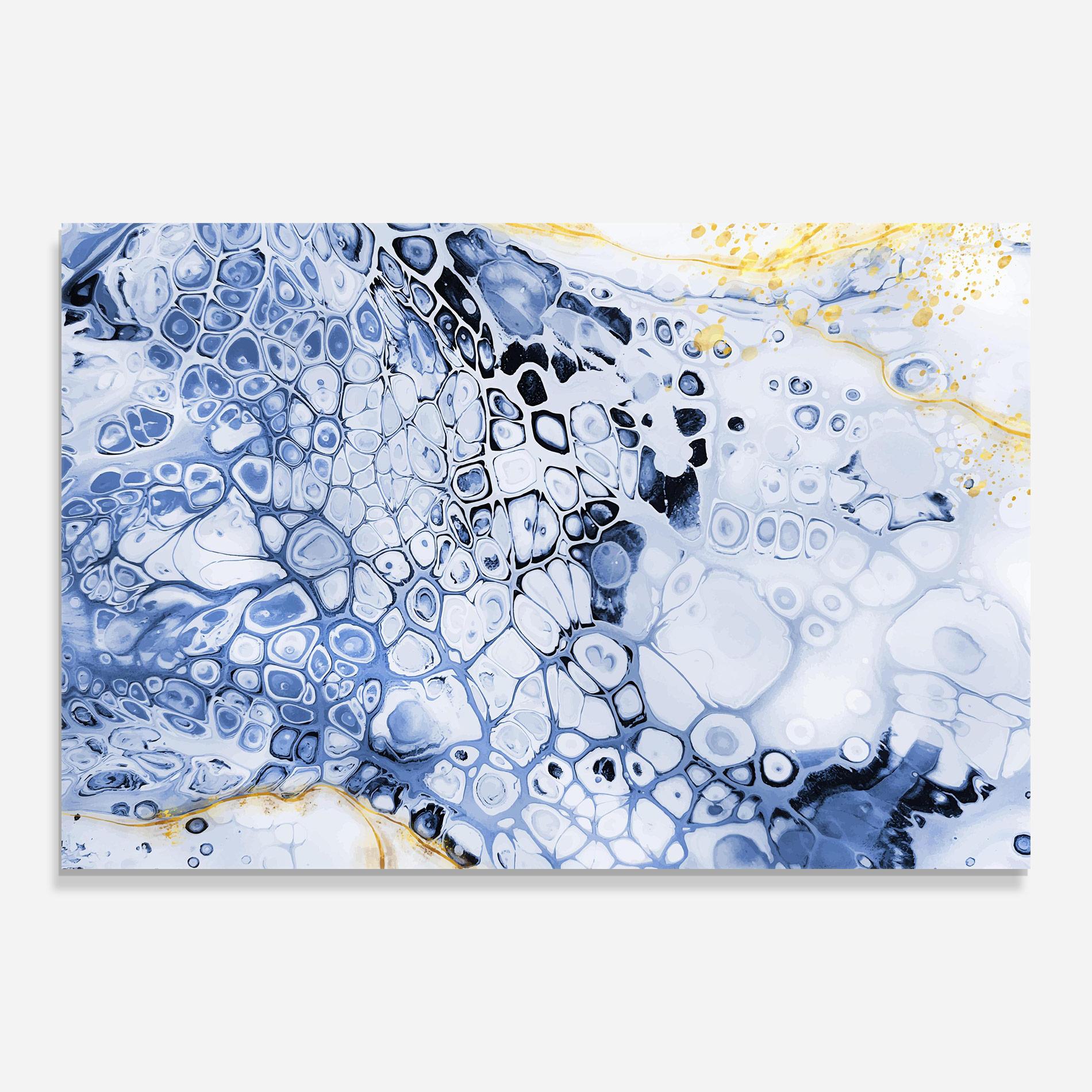 Glasbild Blue Yellow Water Art mockup 0