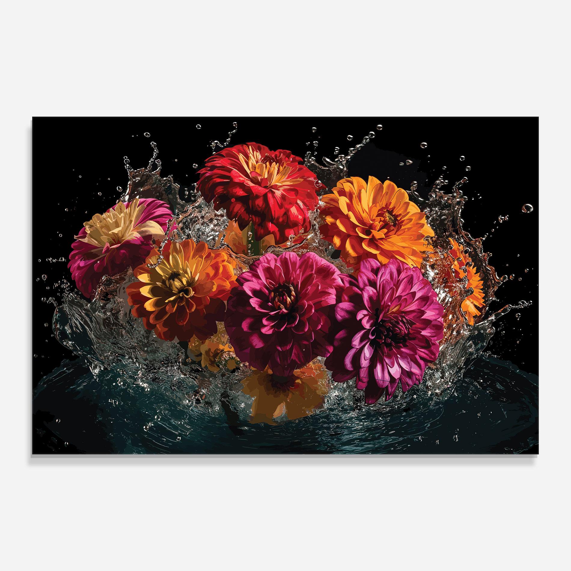 Glasbild Flower Water Splash mockup 0
