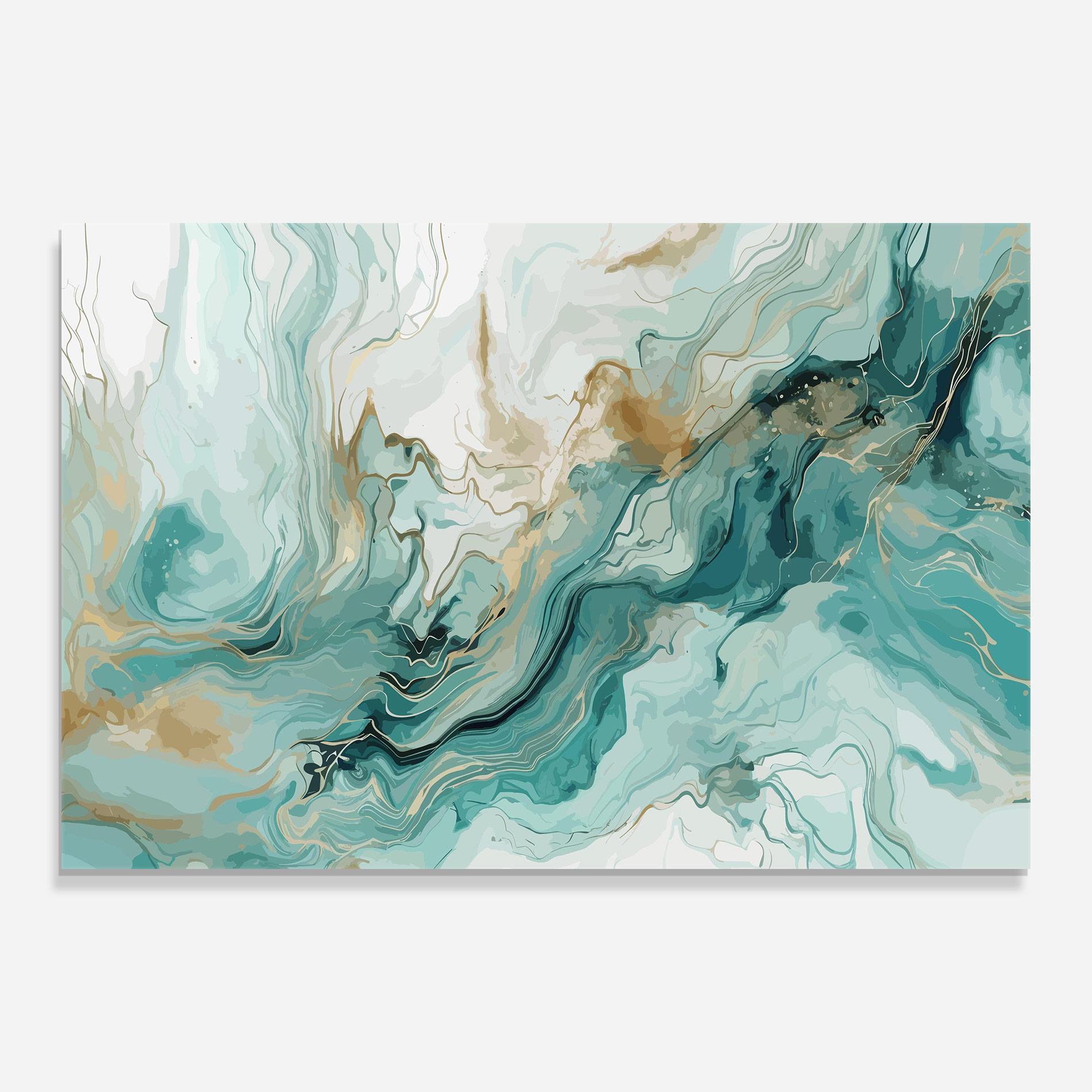 Glasbild Green Gold Water mockup 0