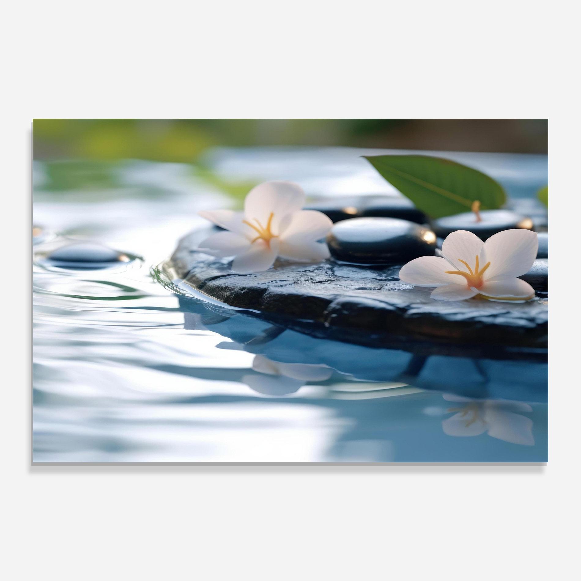 Glasbild Water White Flowers mockup 0