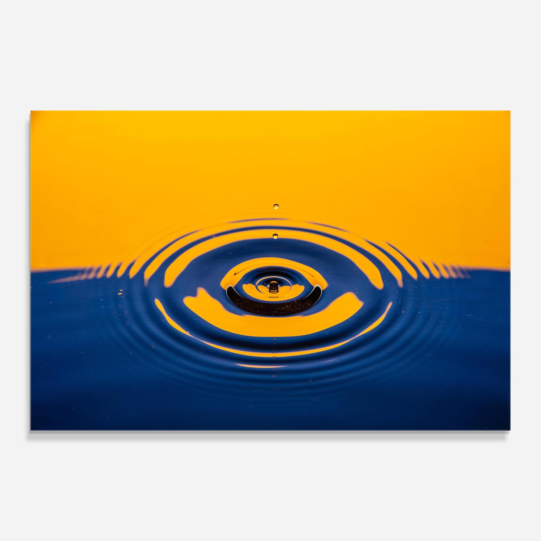 Glasbild Yellow Blue Drop mockup 0