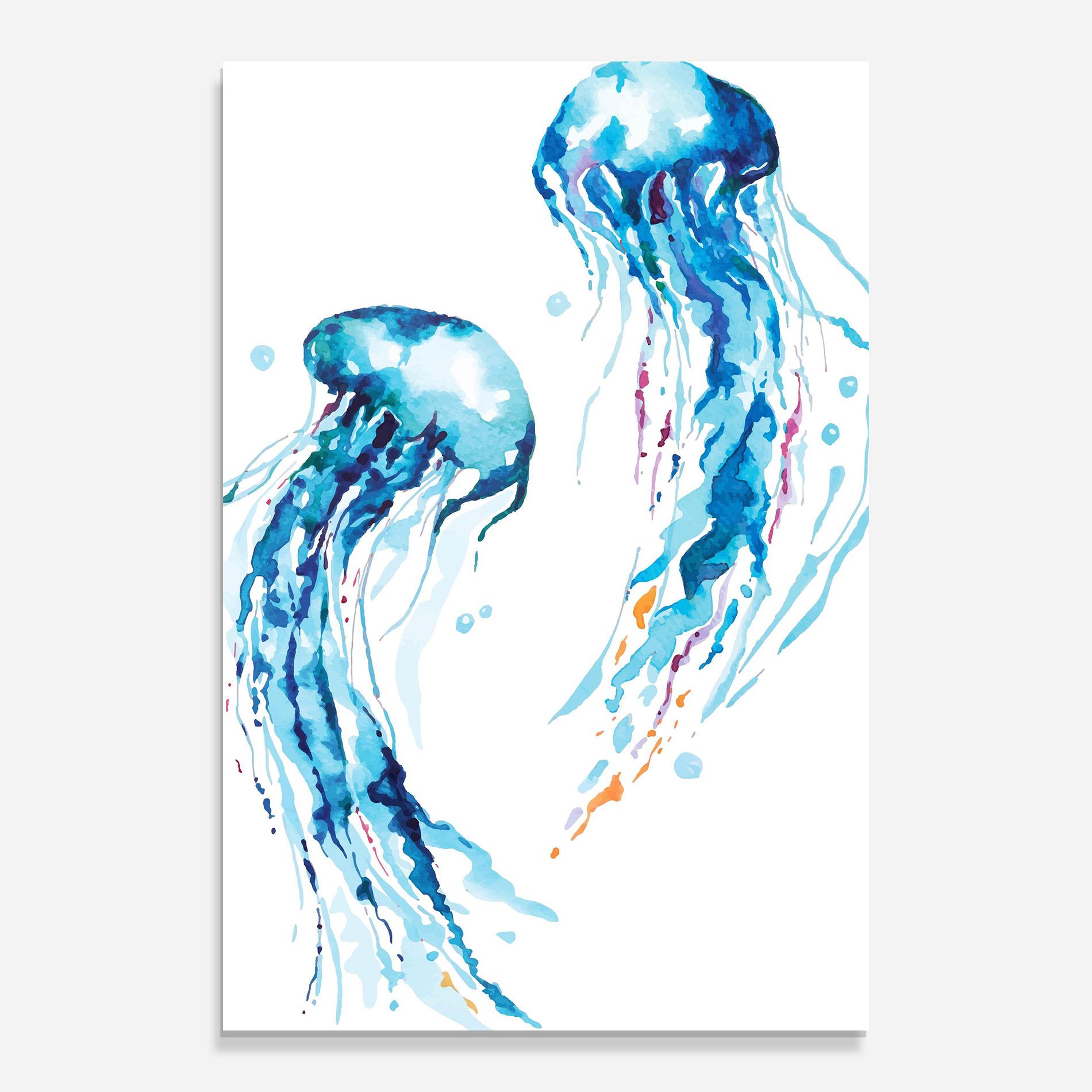 Glasbild Jellyfish Watercolor mockup 0