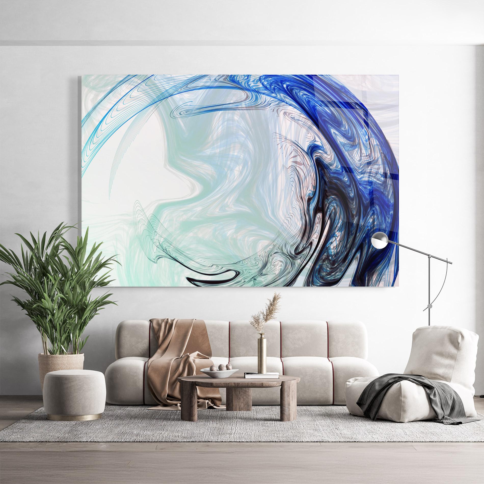 Glasbild Blue Black Art mockup 9