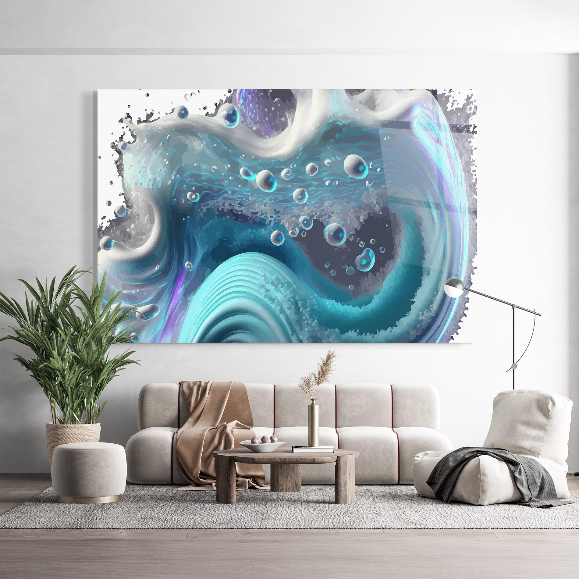 Glasbild Blue Purple Water mockup 9