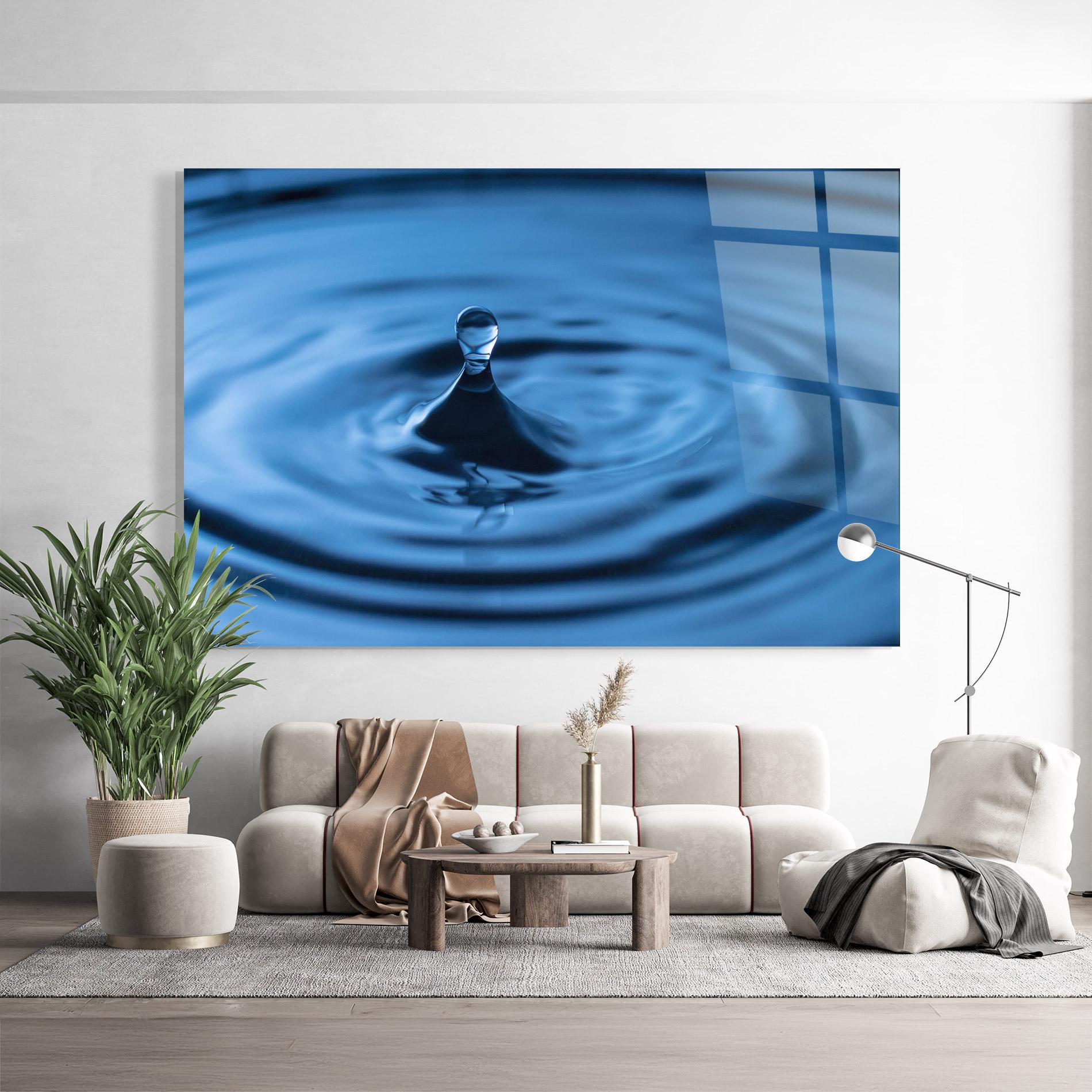 Glasbild Blue Small Drop mockup 9