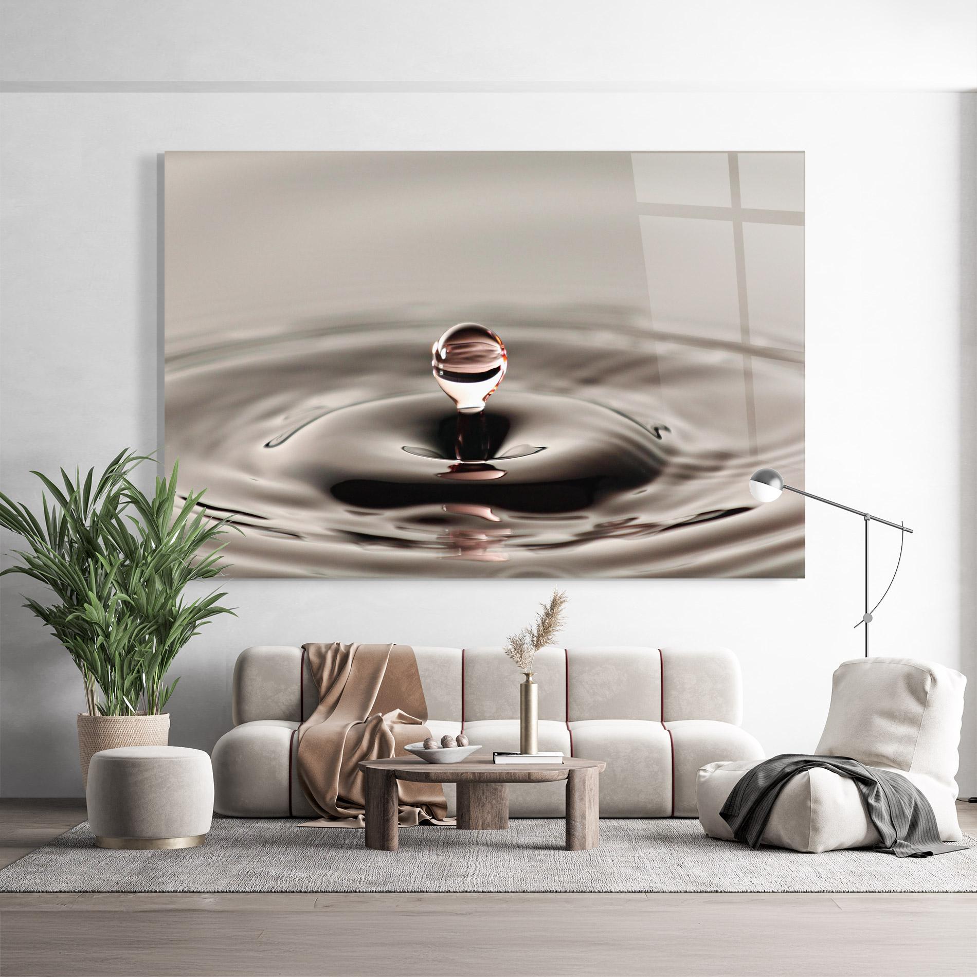 Glasbild Close Red Water Drop mockup 9