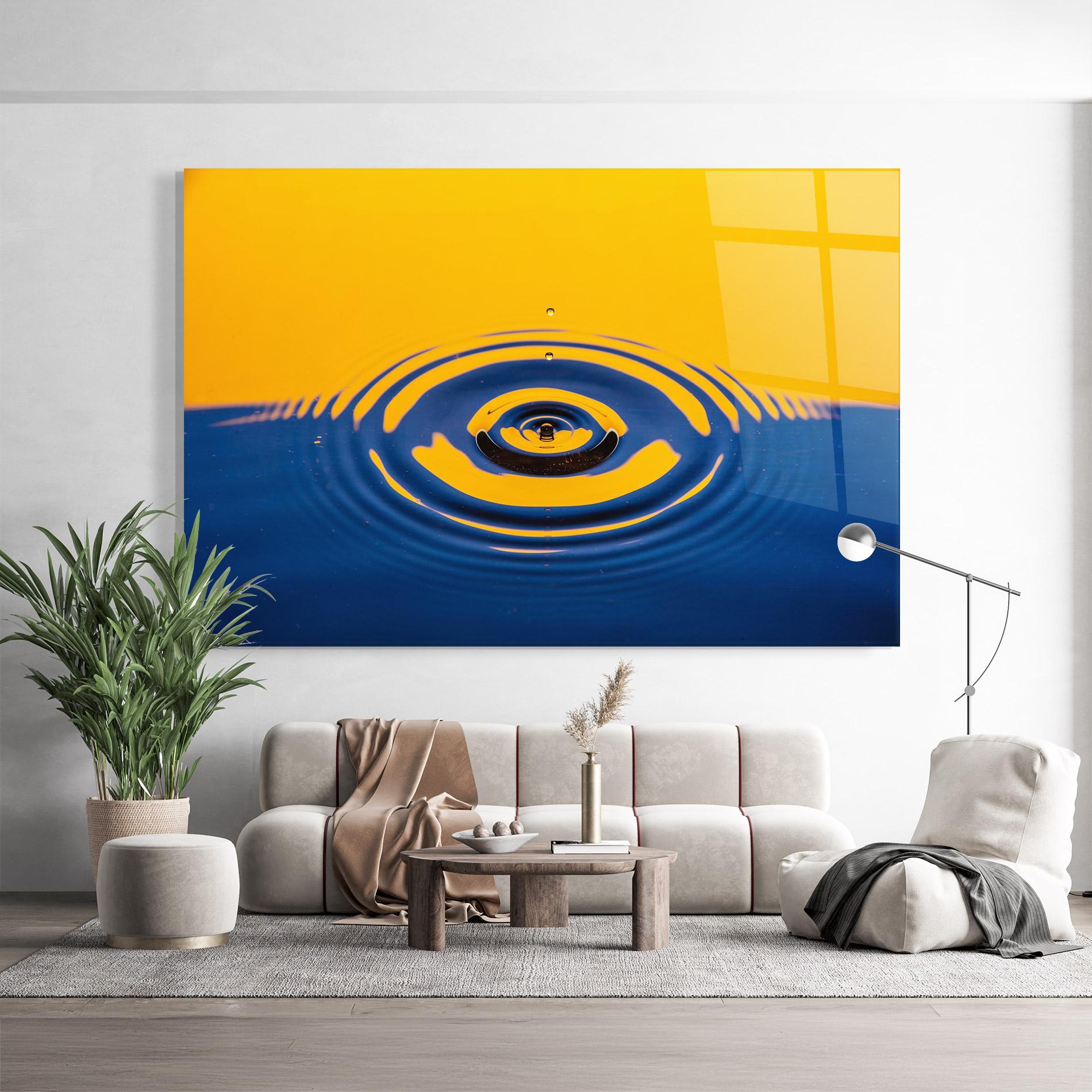 Glasbild Yellow Blue Drop mockup 9