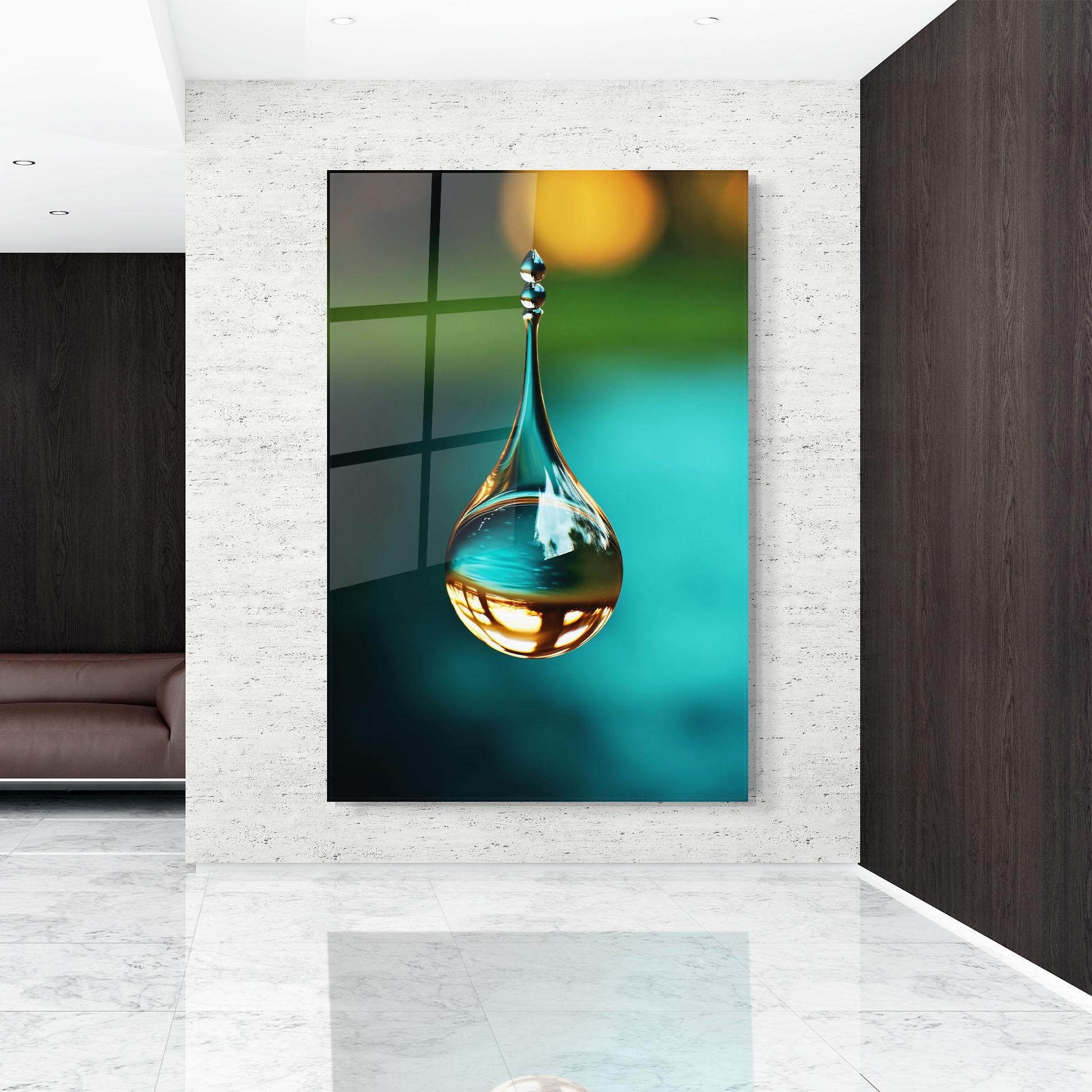 Glasbild Big Green Drop mockup 9