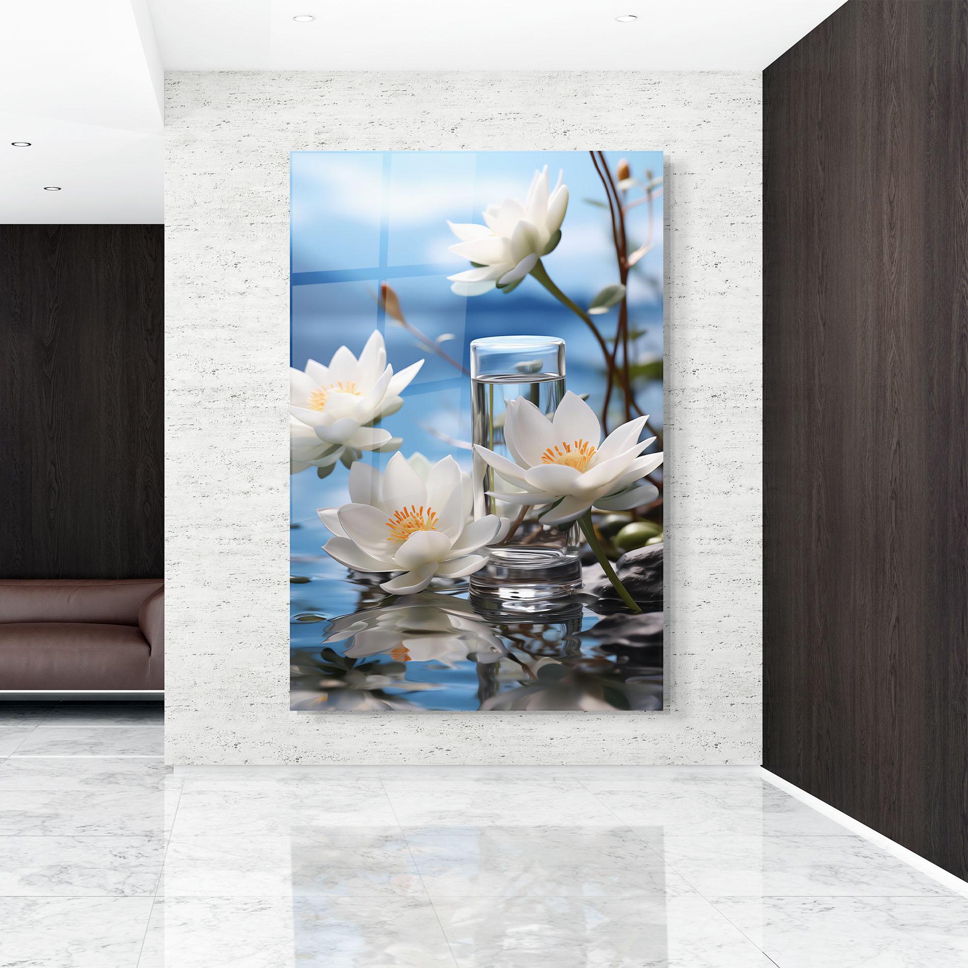 Glasbild Flower Water Glass mockup 9