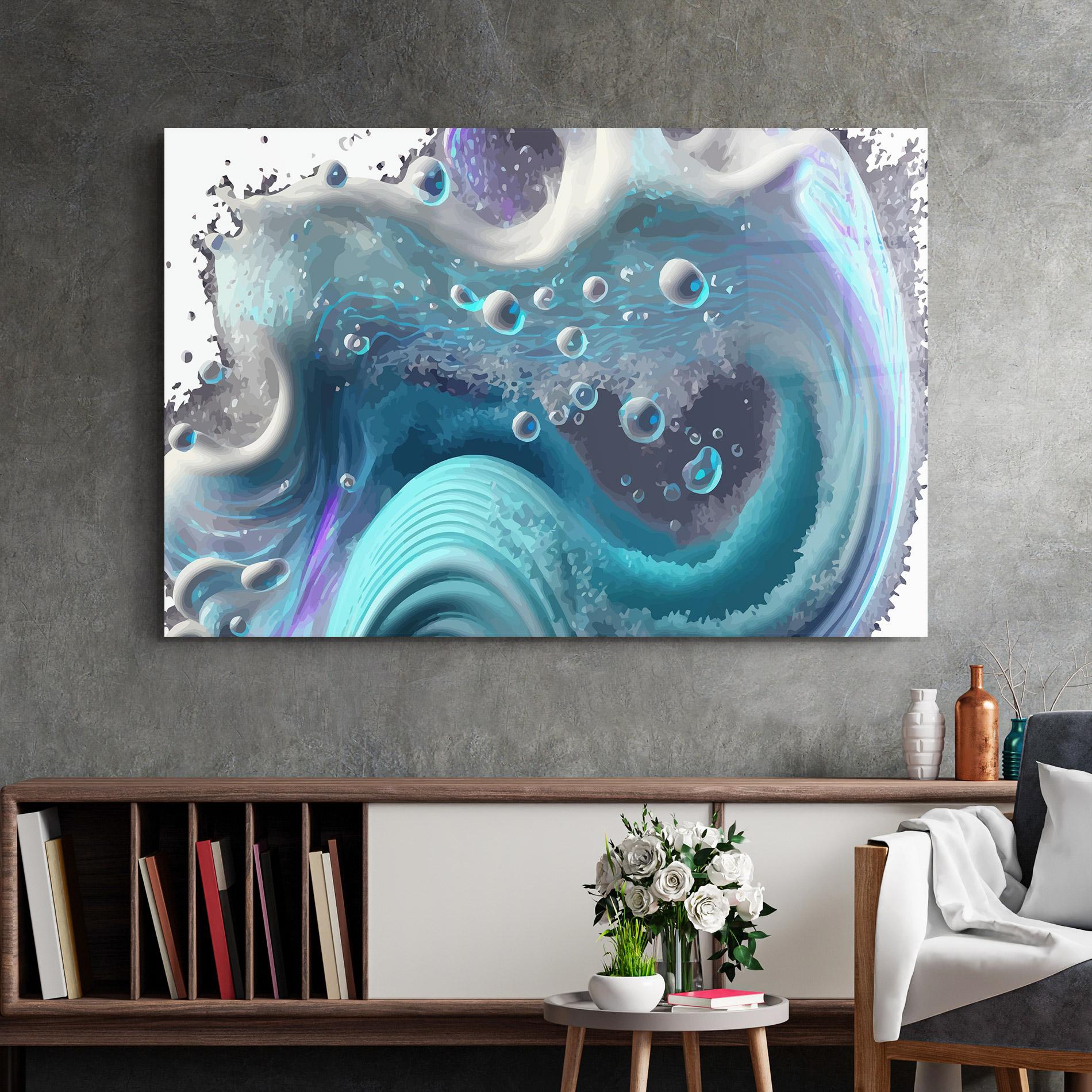 Glasbild Blue Purple Water mockup 2