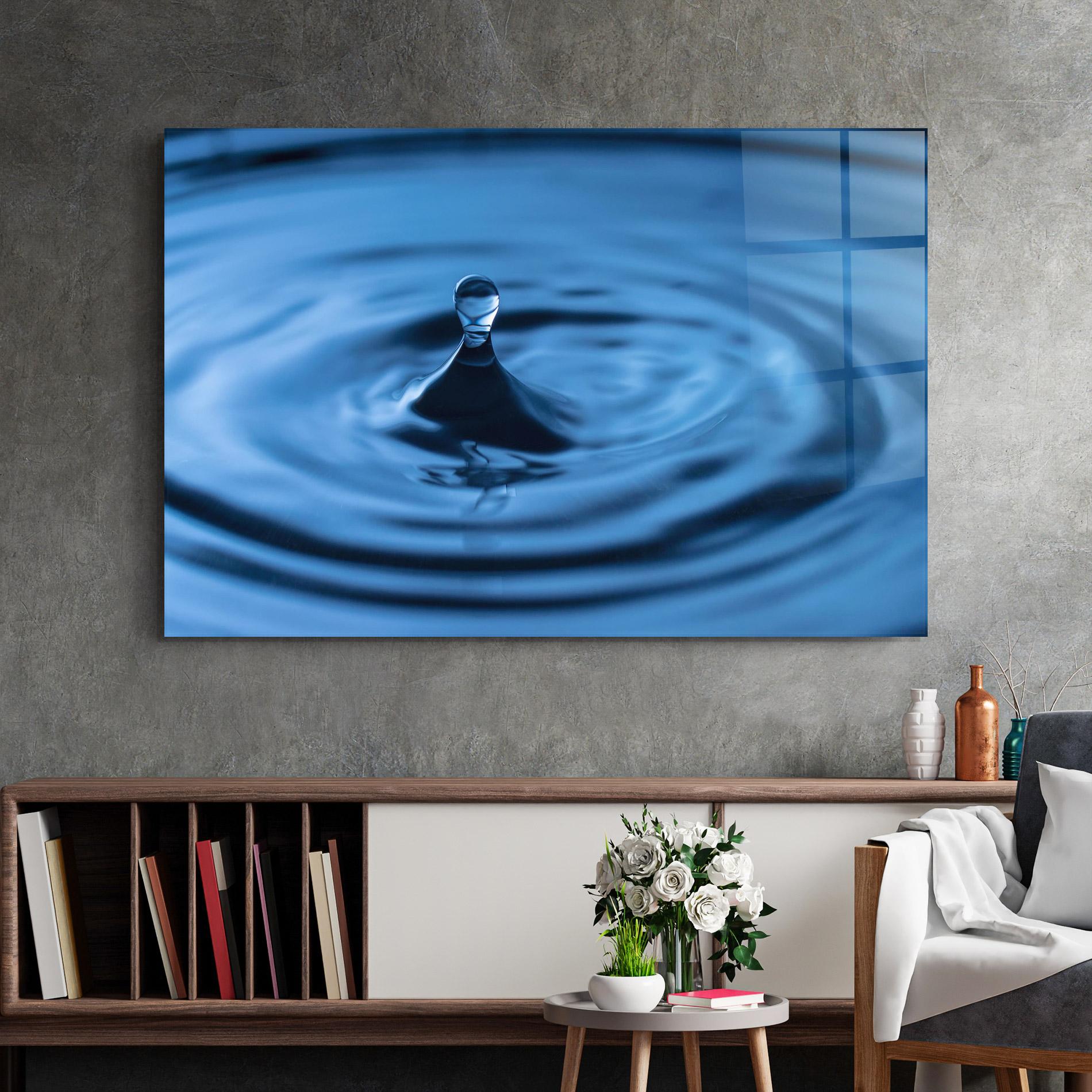 Glasbild Blue Small Drop mockup 2