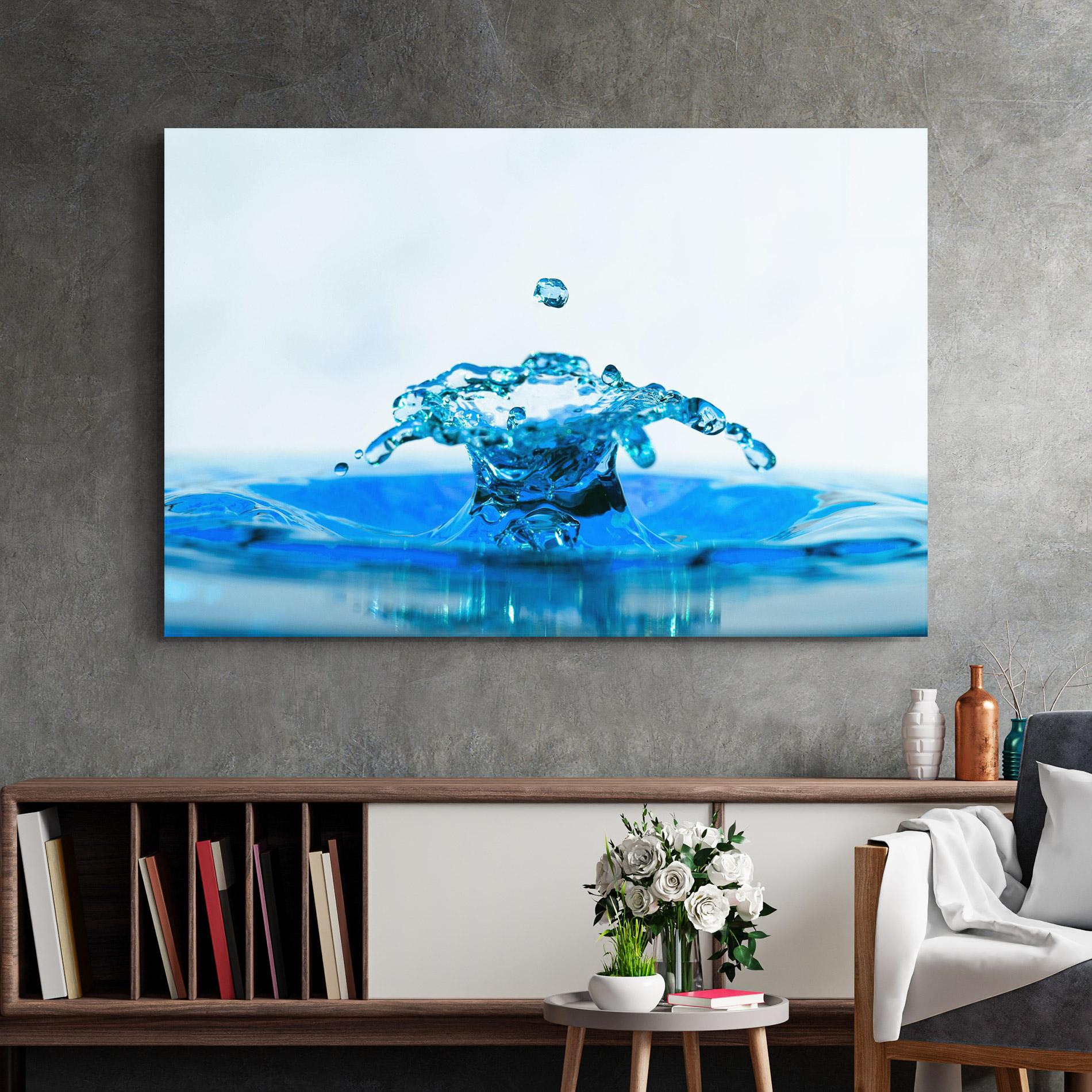 Glasbild Blue Water Splash mockup 2