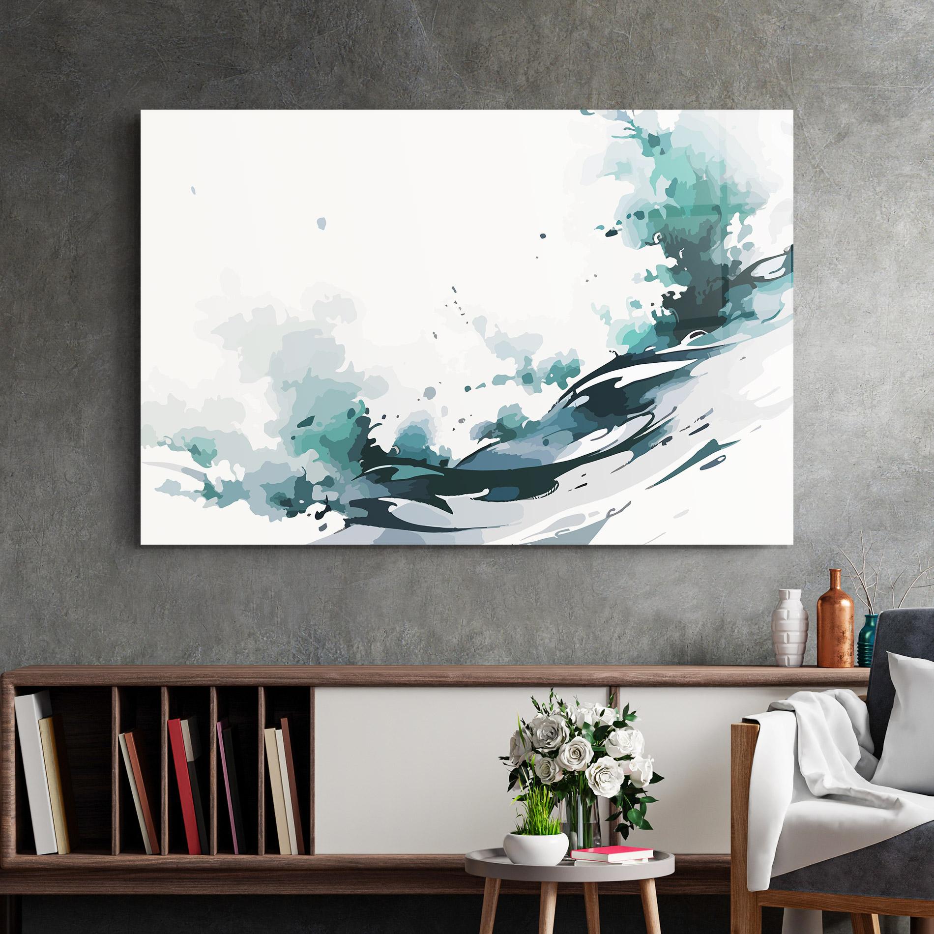 Glasbild Green Blue Wave mockup 2