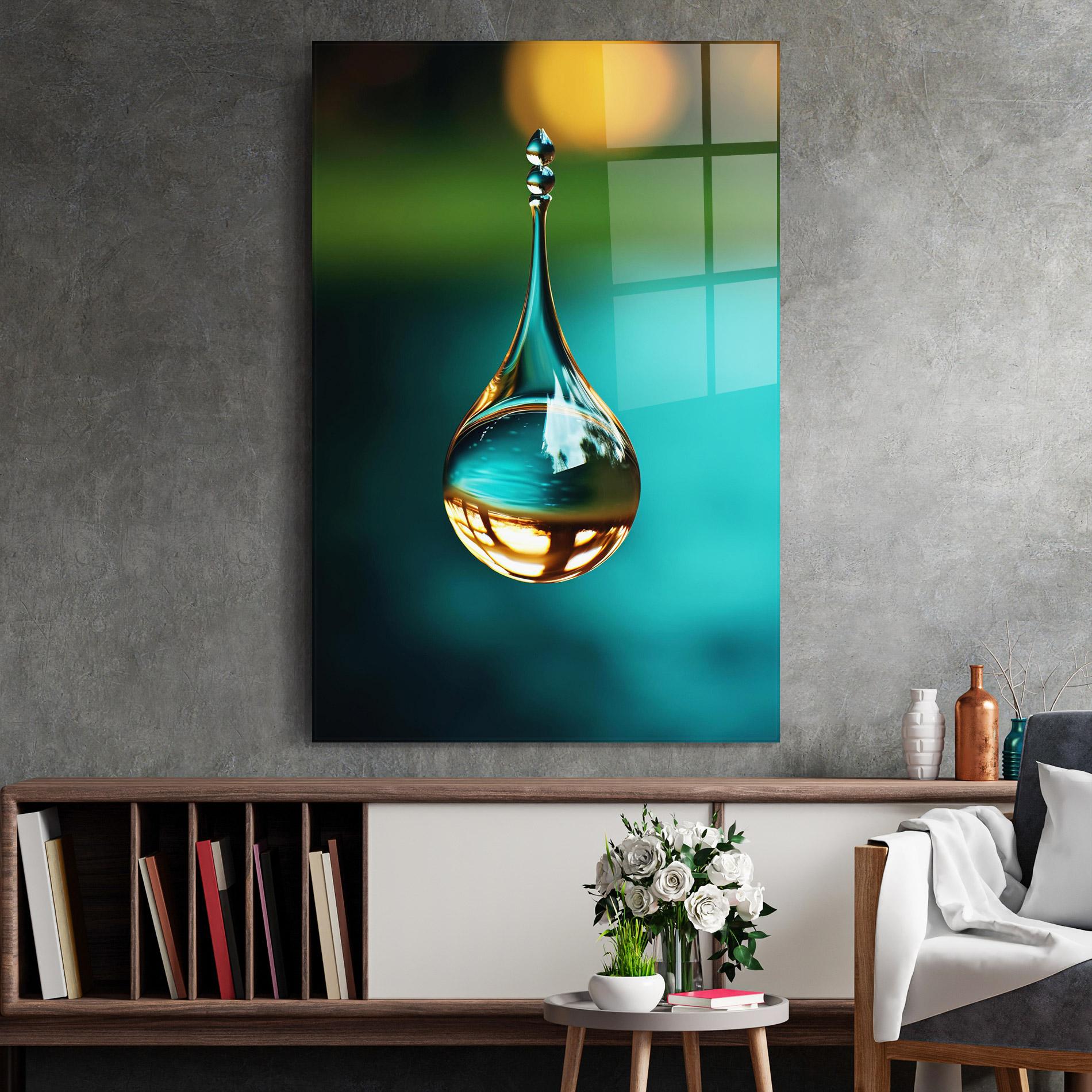 Glasbild Big Green Drop mockup 2