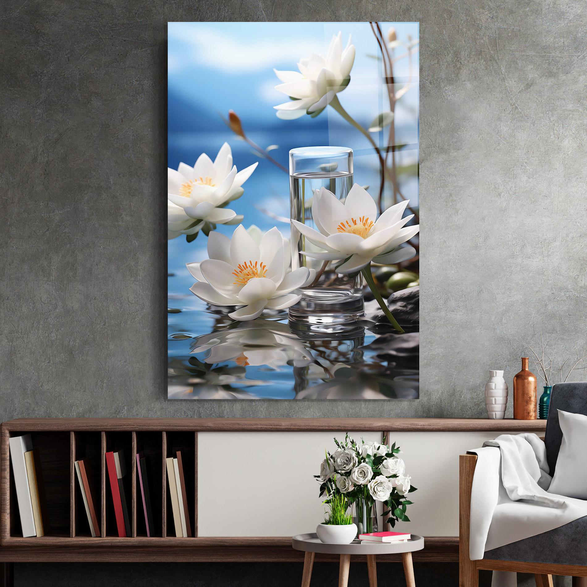 Glasbild Flower Water Glass mockup 2