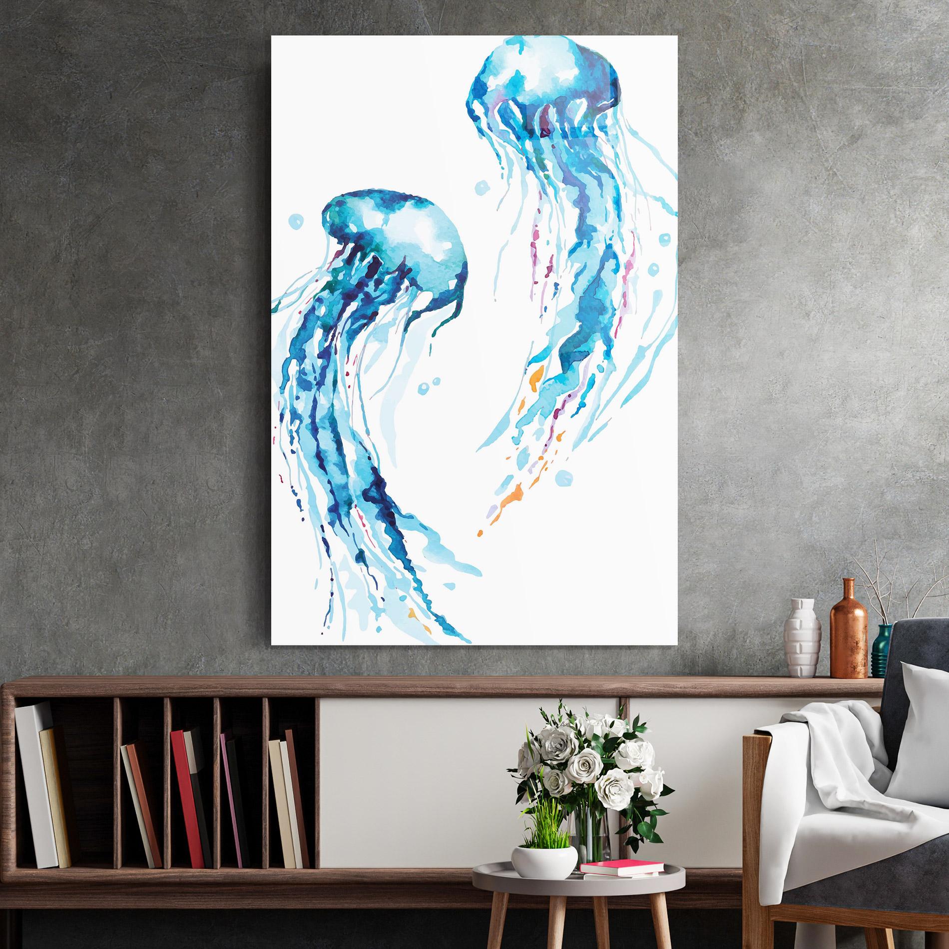 Glasbild Jellyfish Watercolor mockup 2