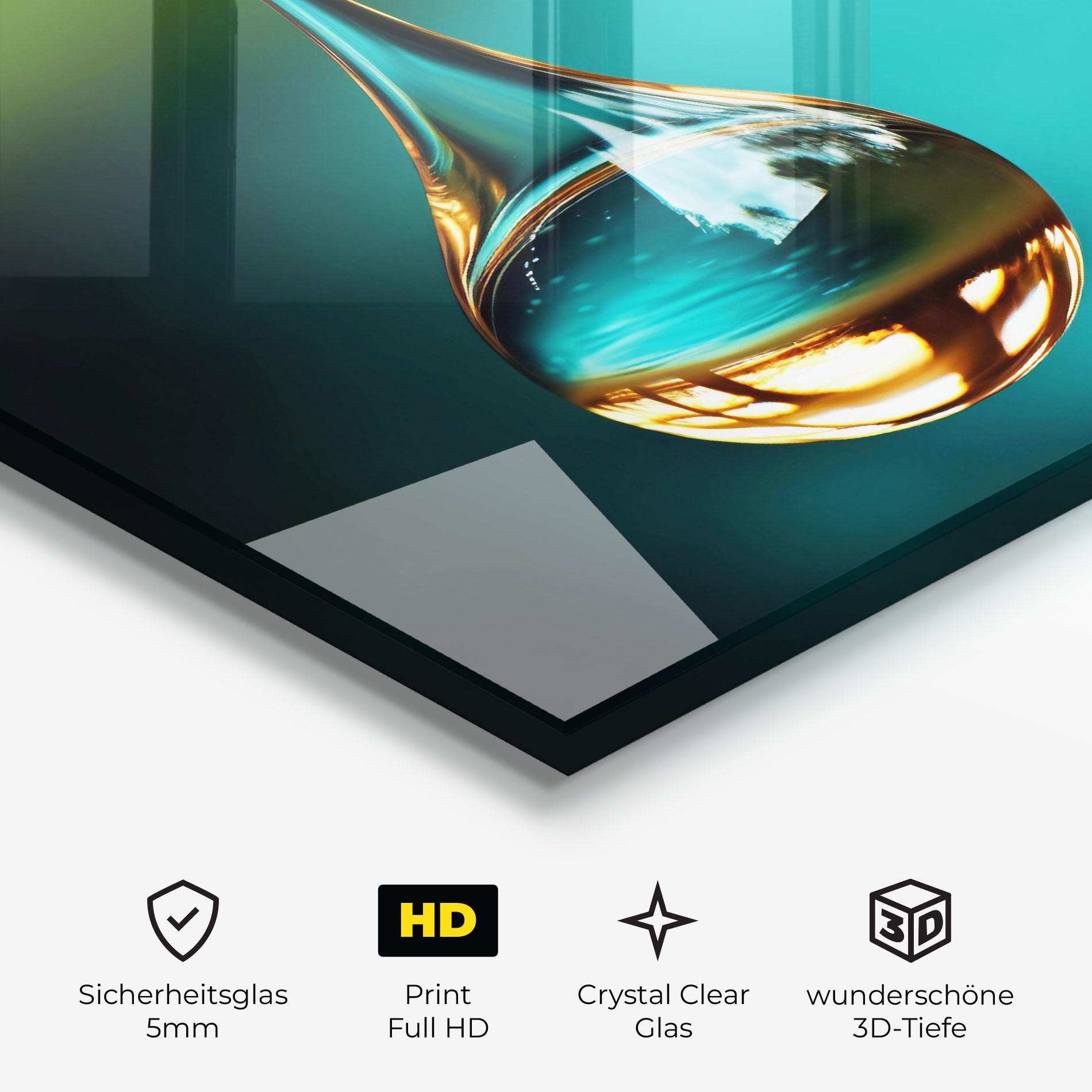 Glasbild Big Green Drop mockup 3