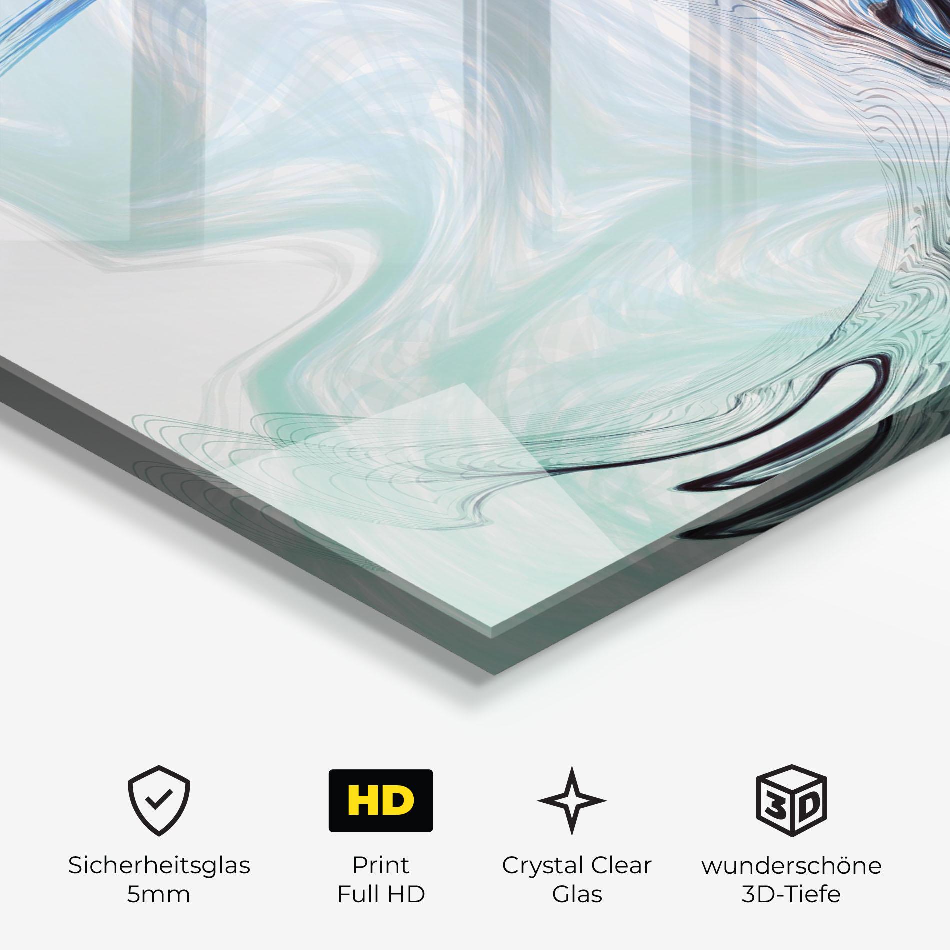 Glasbild Blue Black Art mockup 3