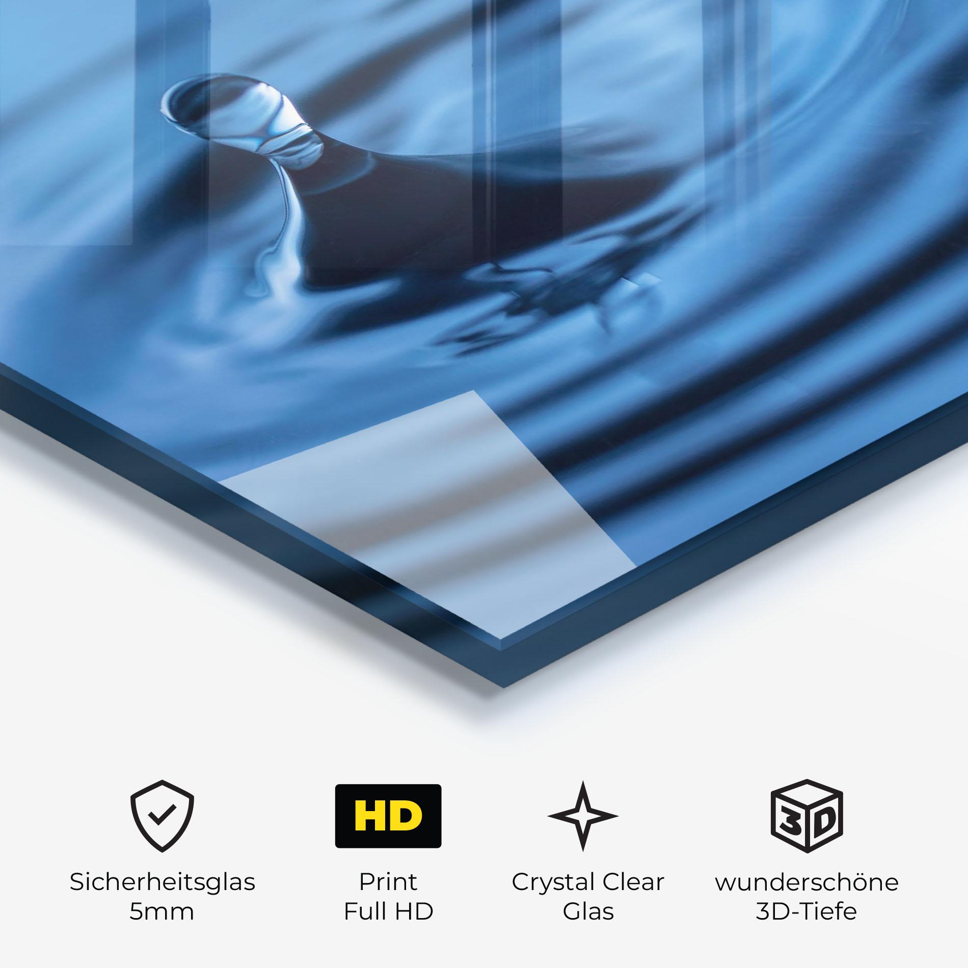 Glasbild Blue Small Drop mockup 3