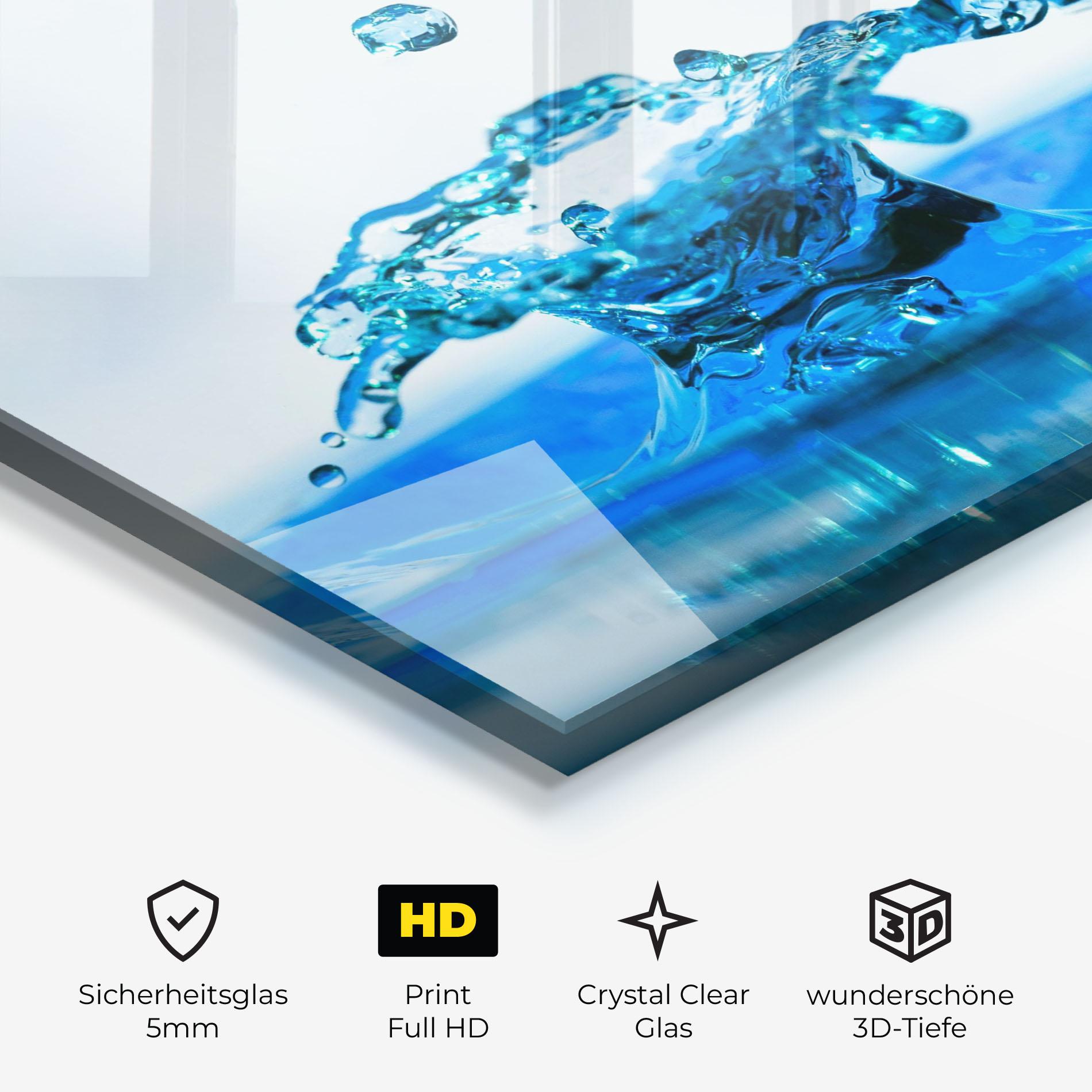 Glasbild Blue Water Splash mockup 3