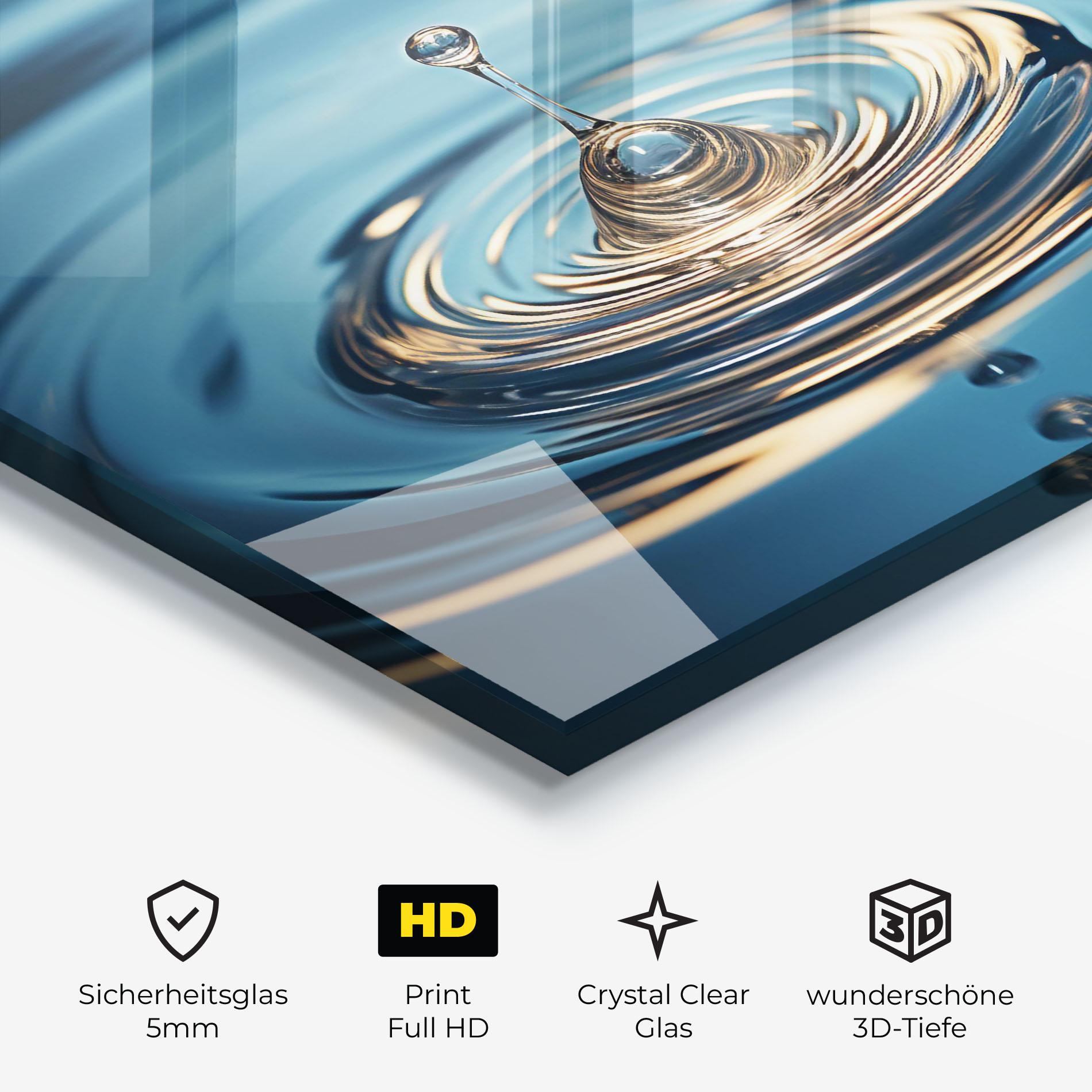 Glasbild Cream Water Drop mockup 3