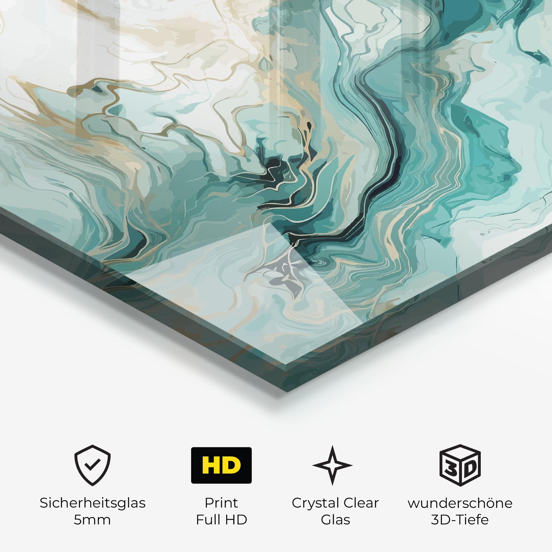 Glasbild Green Gold Water mockup 3