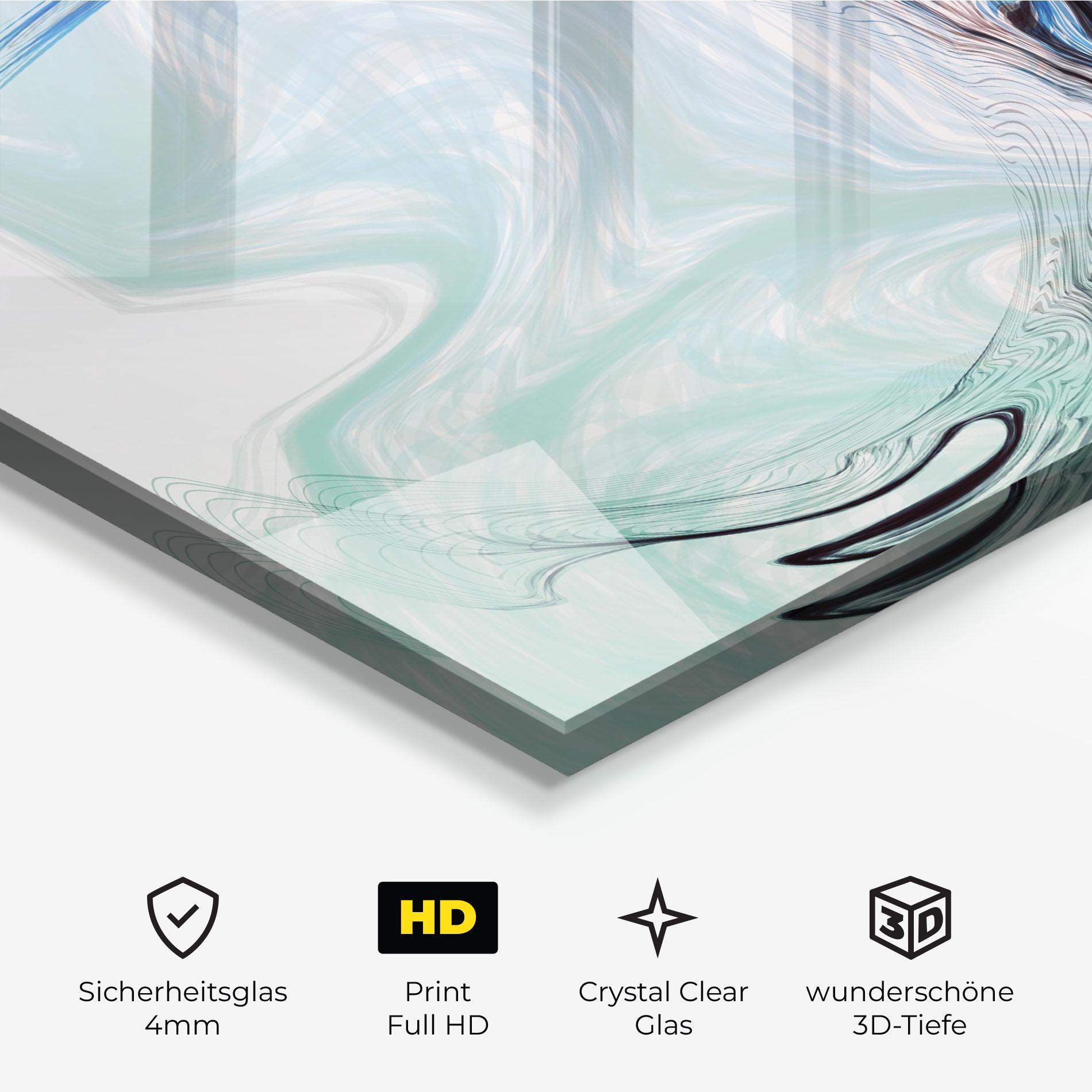 Glasbild Blue Black Art mockup 3