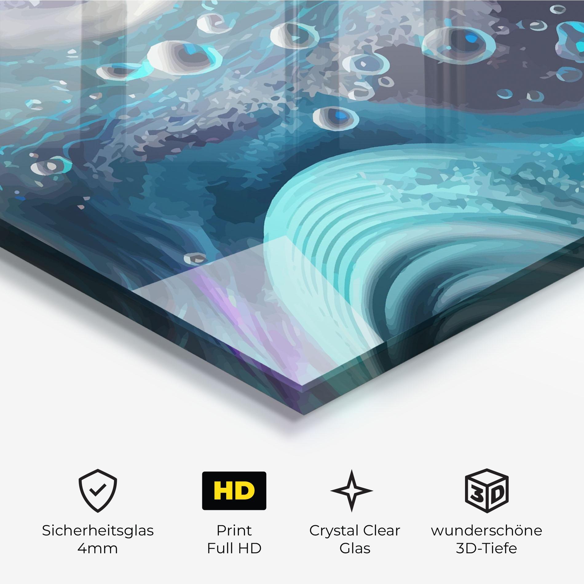 Glasbild Blue Purple Water mockup 3