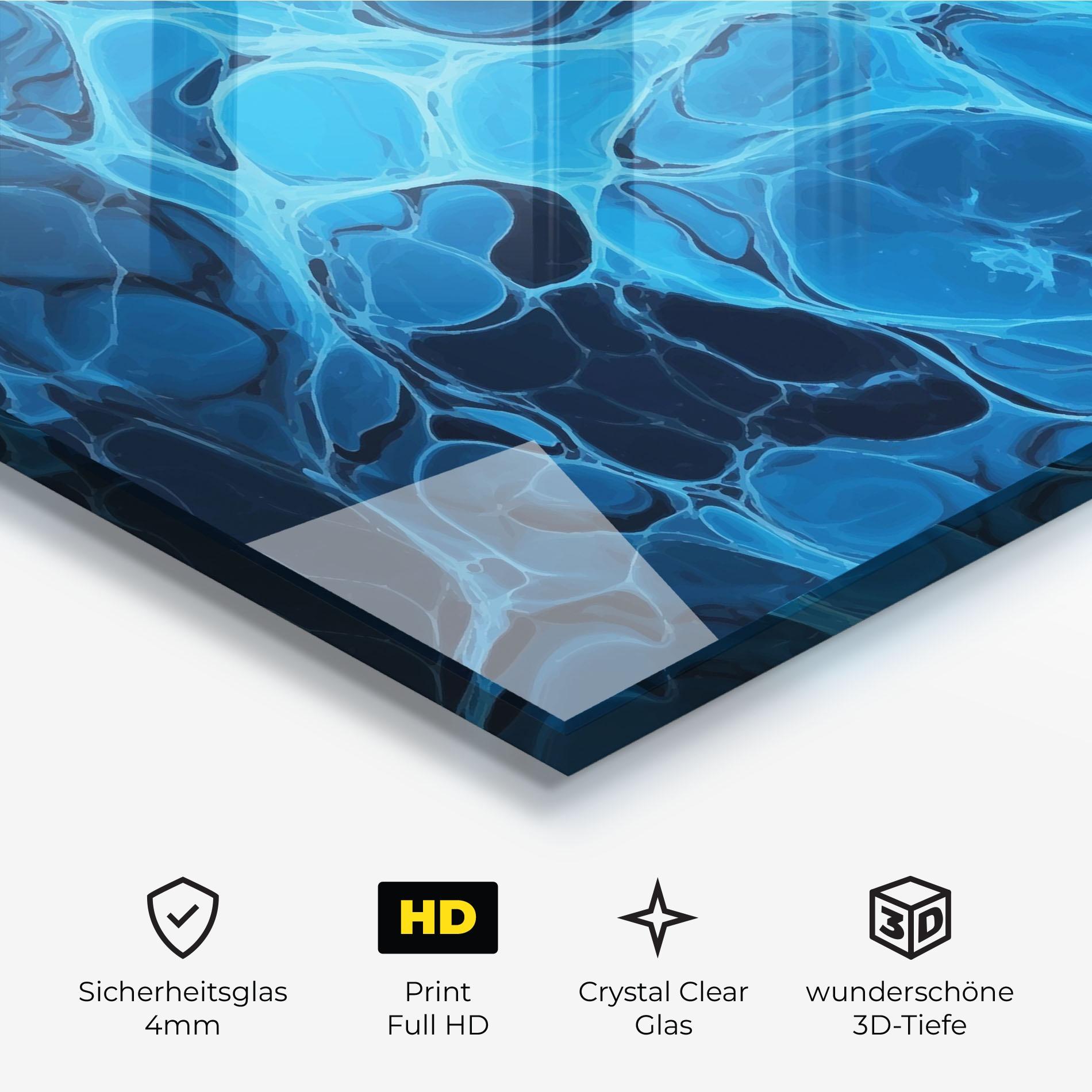 Glasbild Blue Shade Water mockup 3