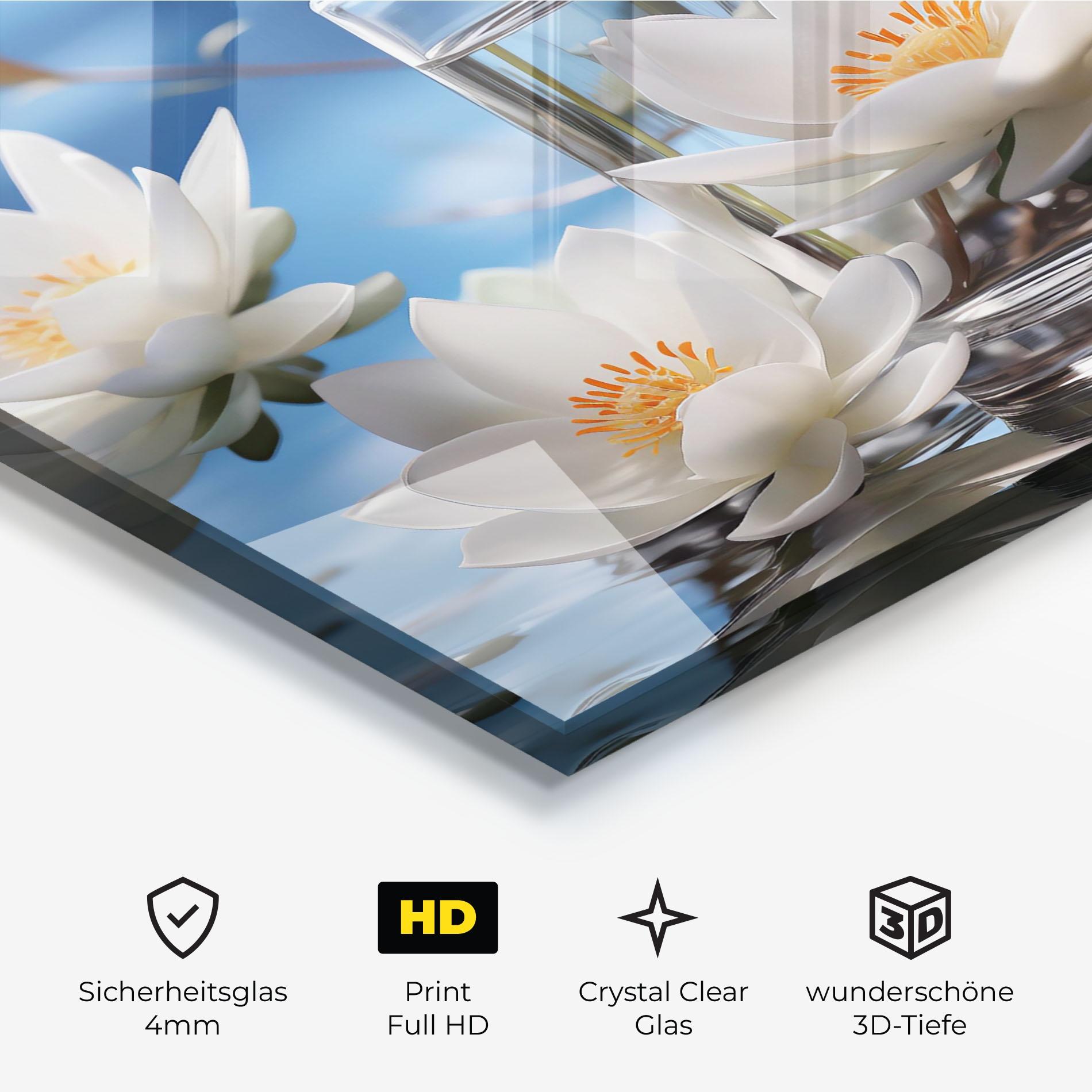 Glasbild Flower Water Glass mockup 3