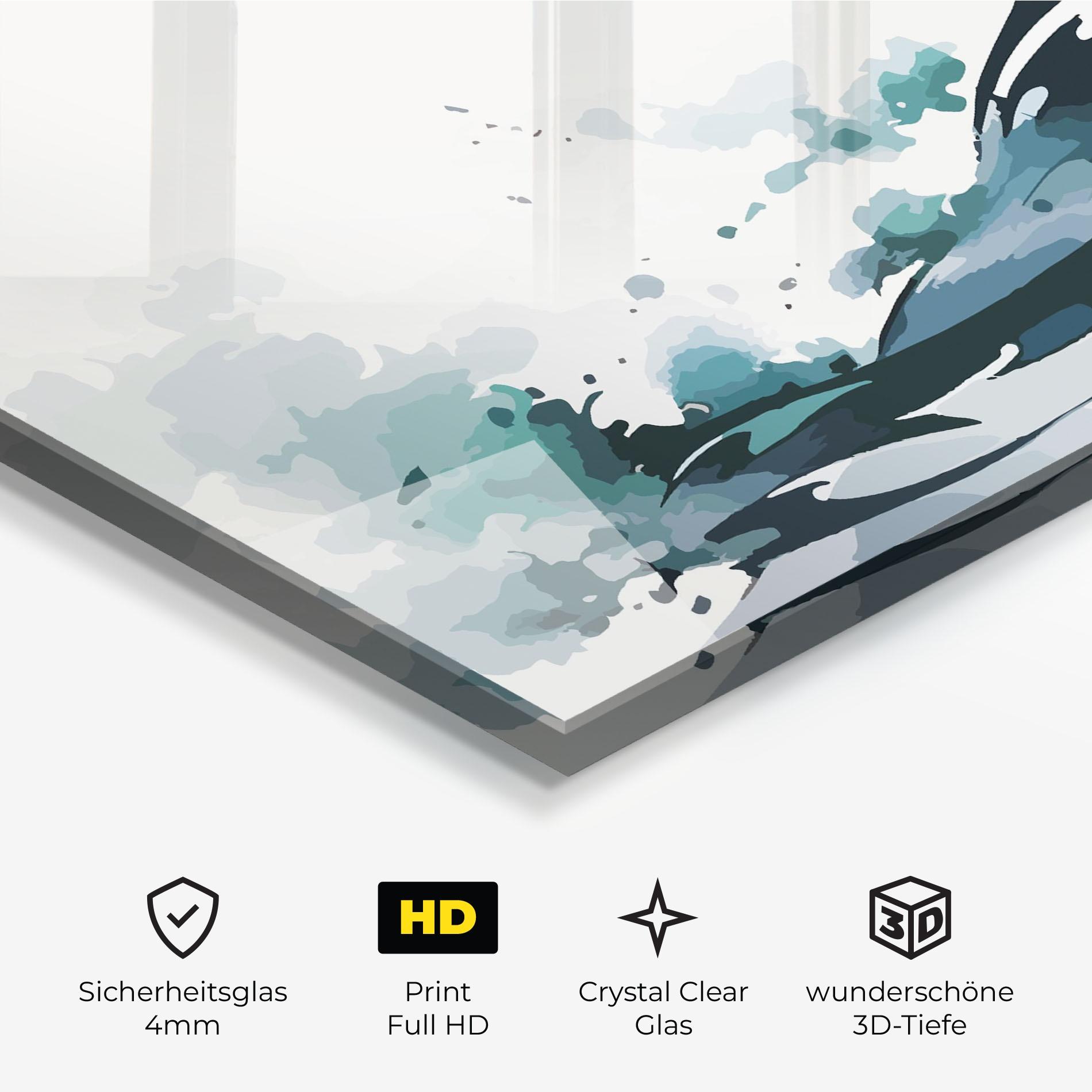 Glasbild Green Blue Wave mockup 3