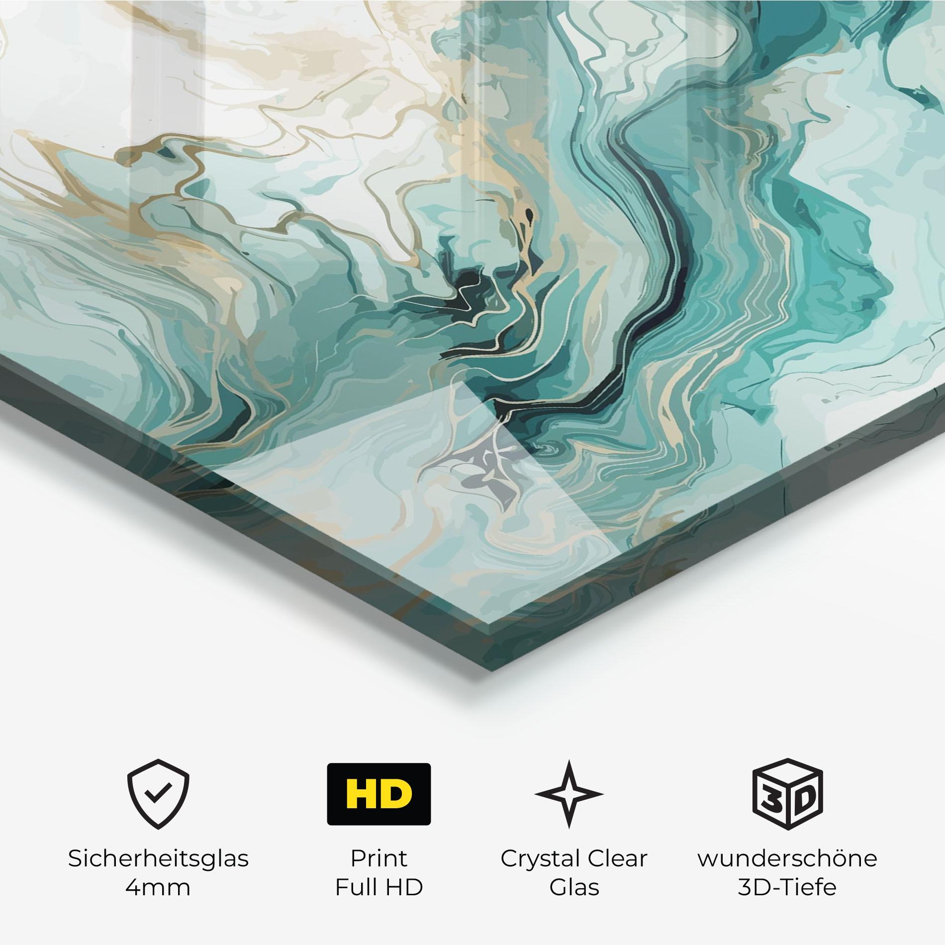 Glasbild Green Gold Water mockup 3