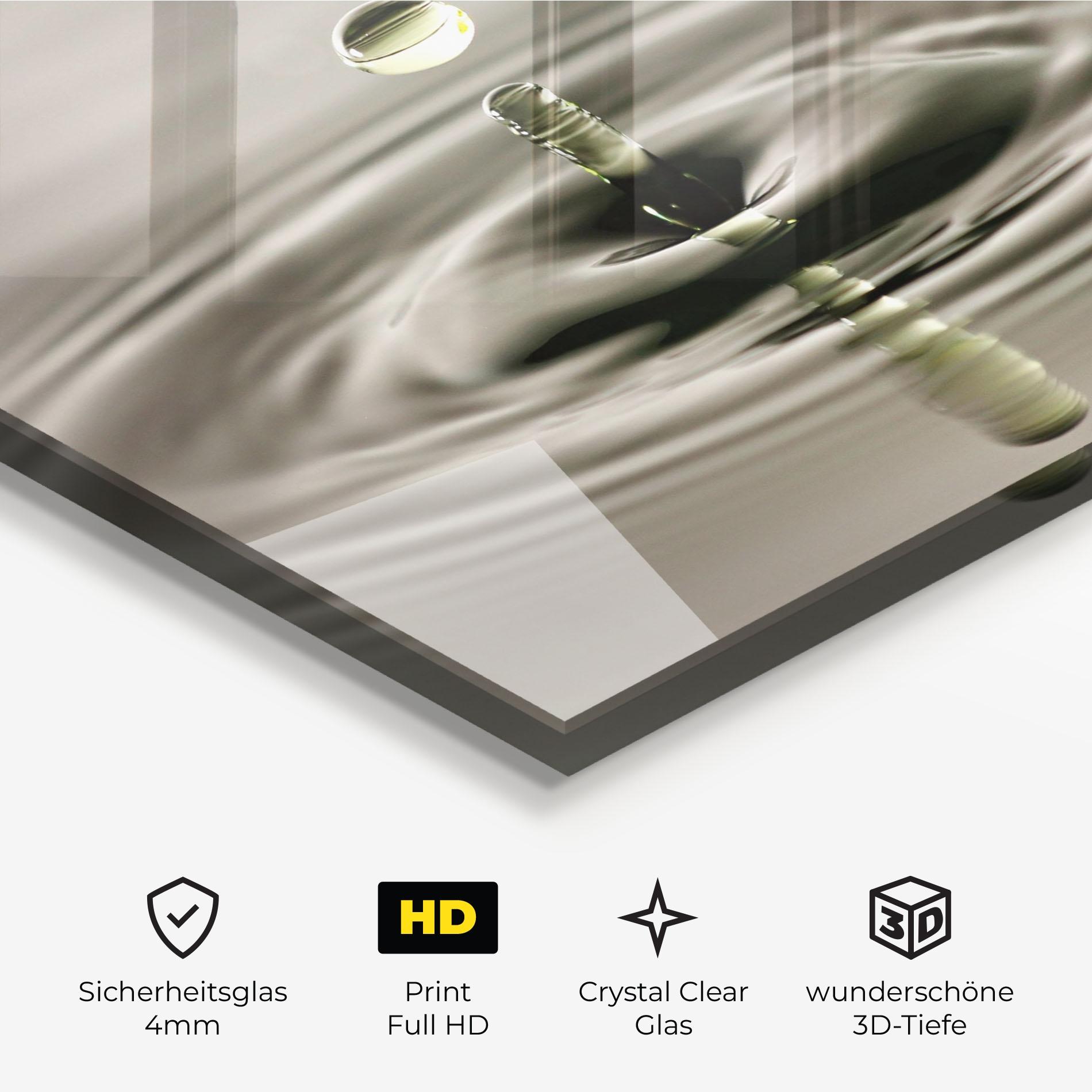 Glasbild Green Water Drop mockup 3