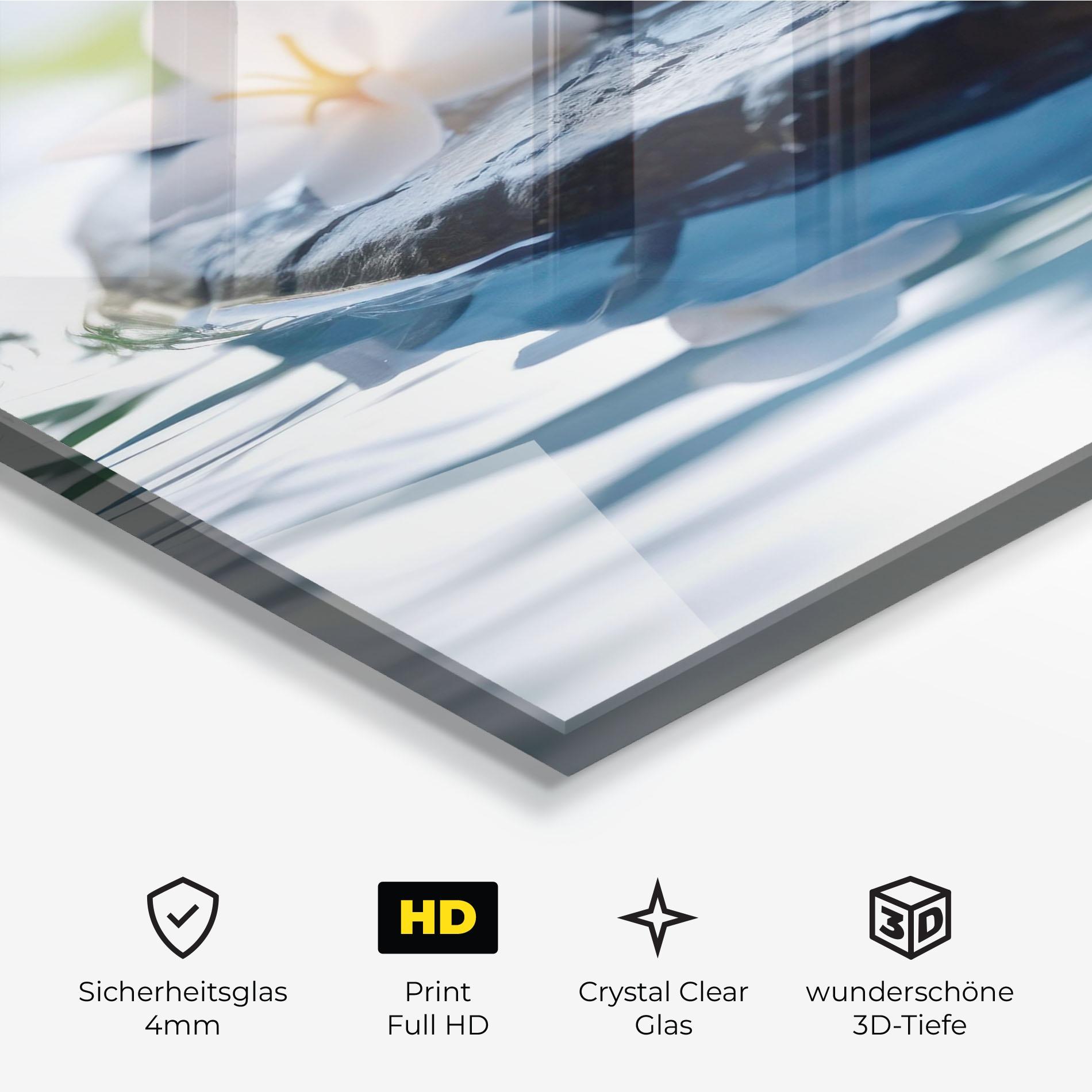 Glasbild Water White Flowers mockup 3