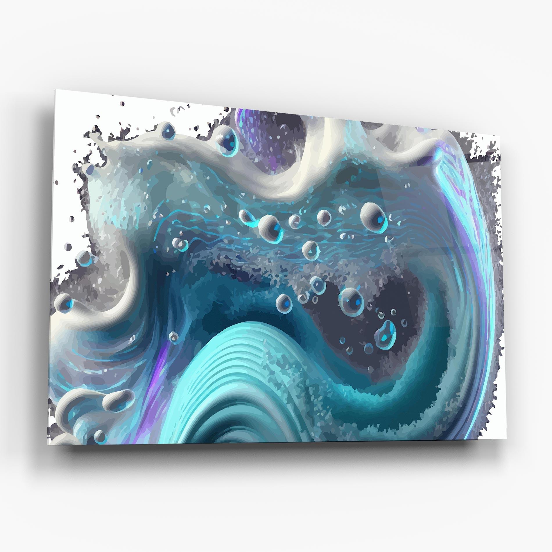 Glasbild Blue Purple Water mockup 6