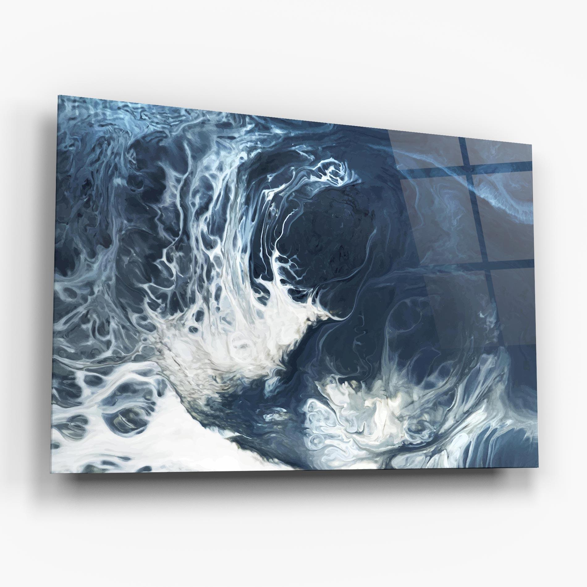 Glasbild Blue White Waves mockup 6