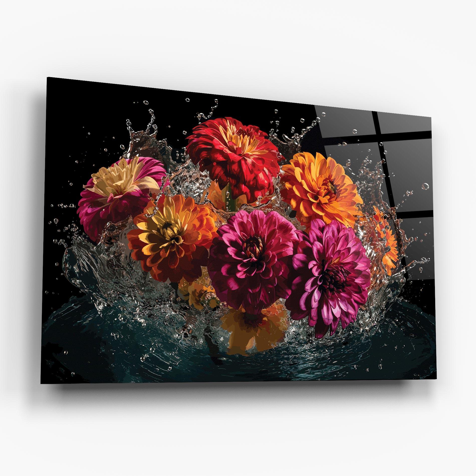 Glasbild Flower Water Splash mockup 6
