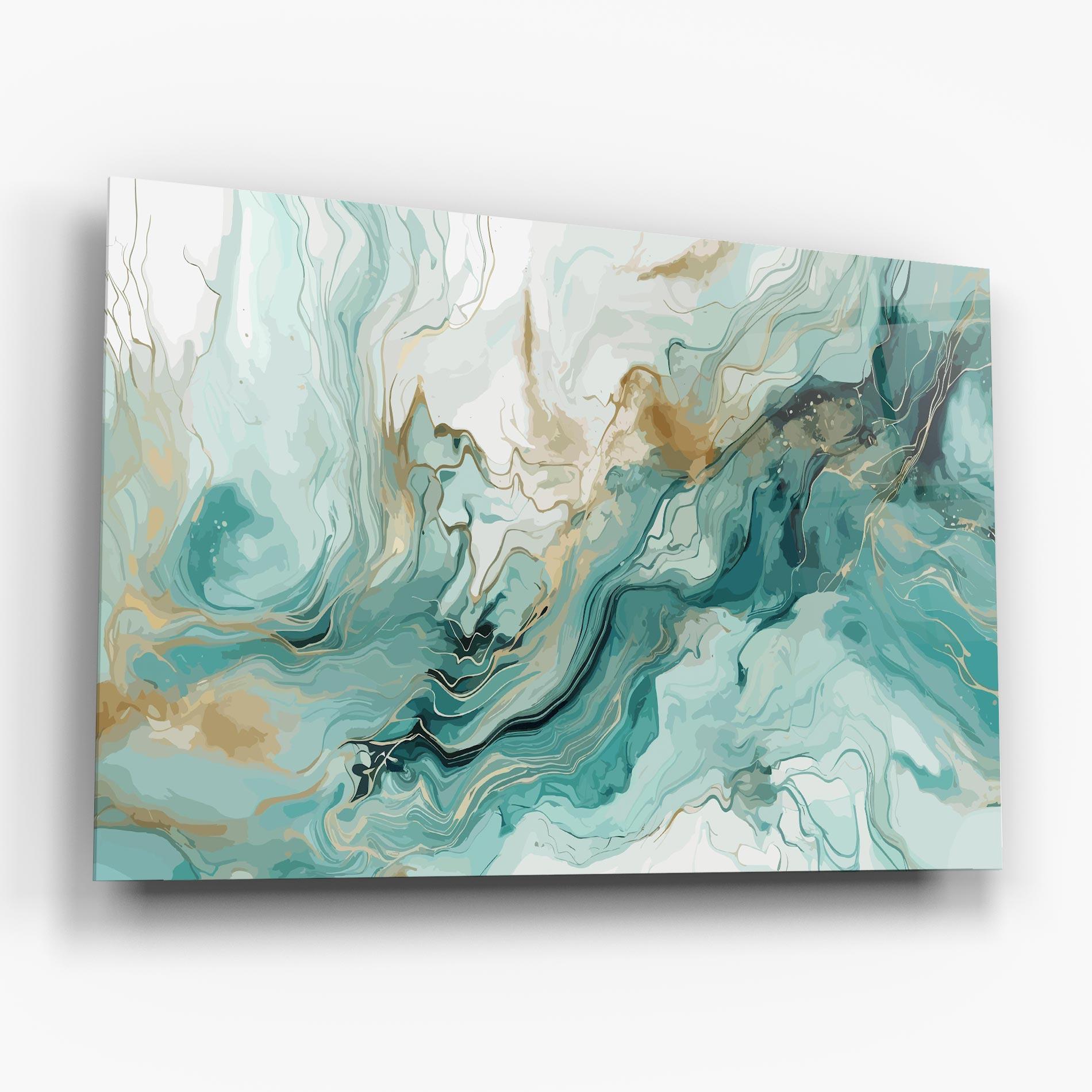 Glasbild Green Gold Water mockup 6