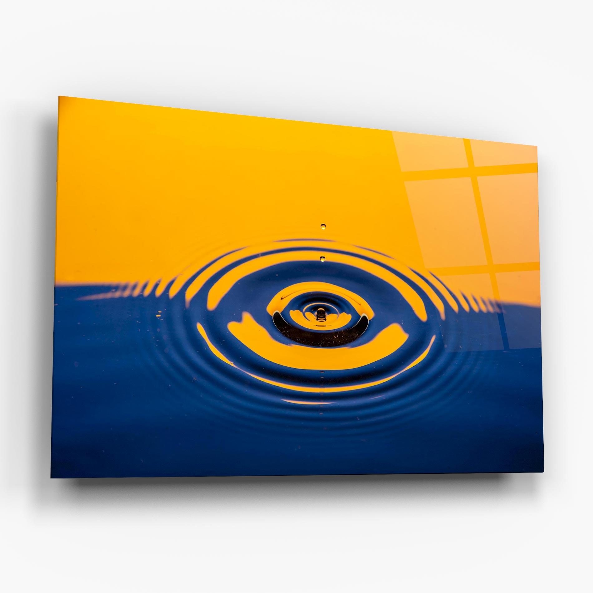 Glasbild Yellow Blue Drop mockup 6