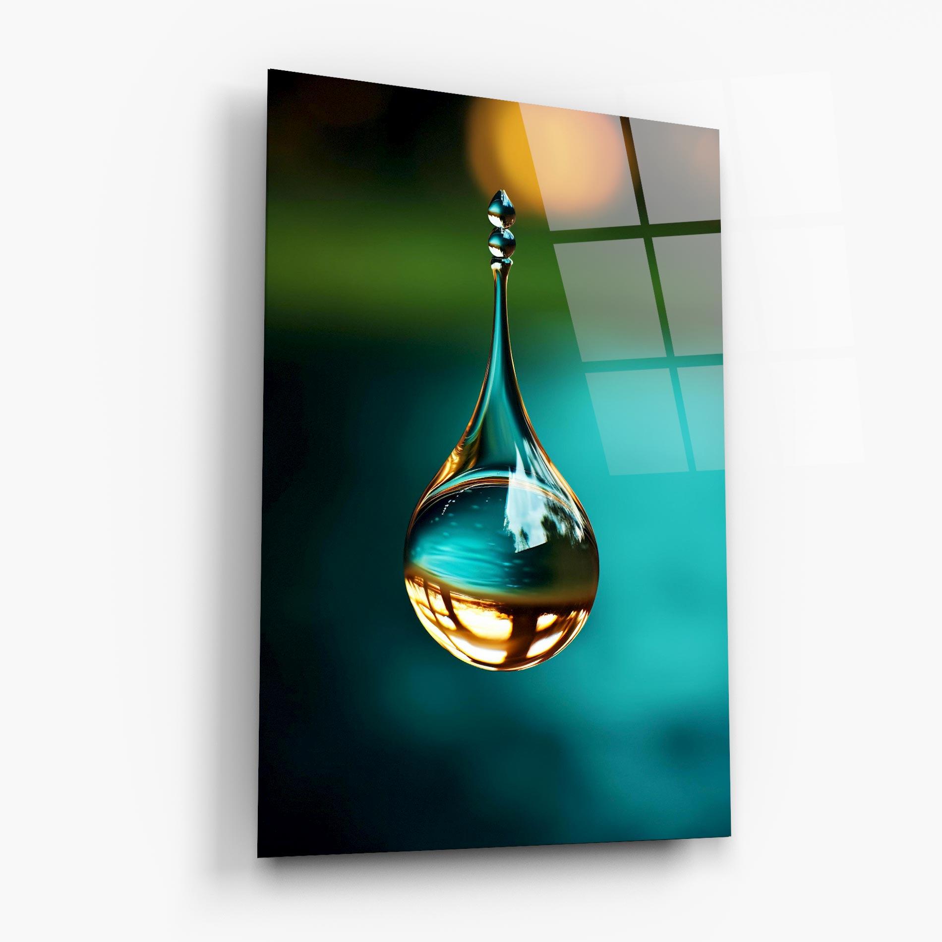 Glasbild Big Green Drop mockup 6