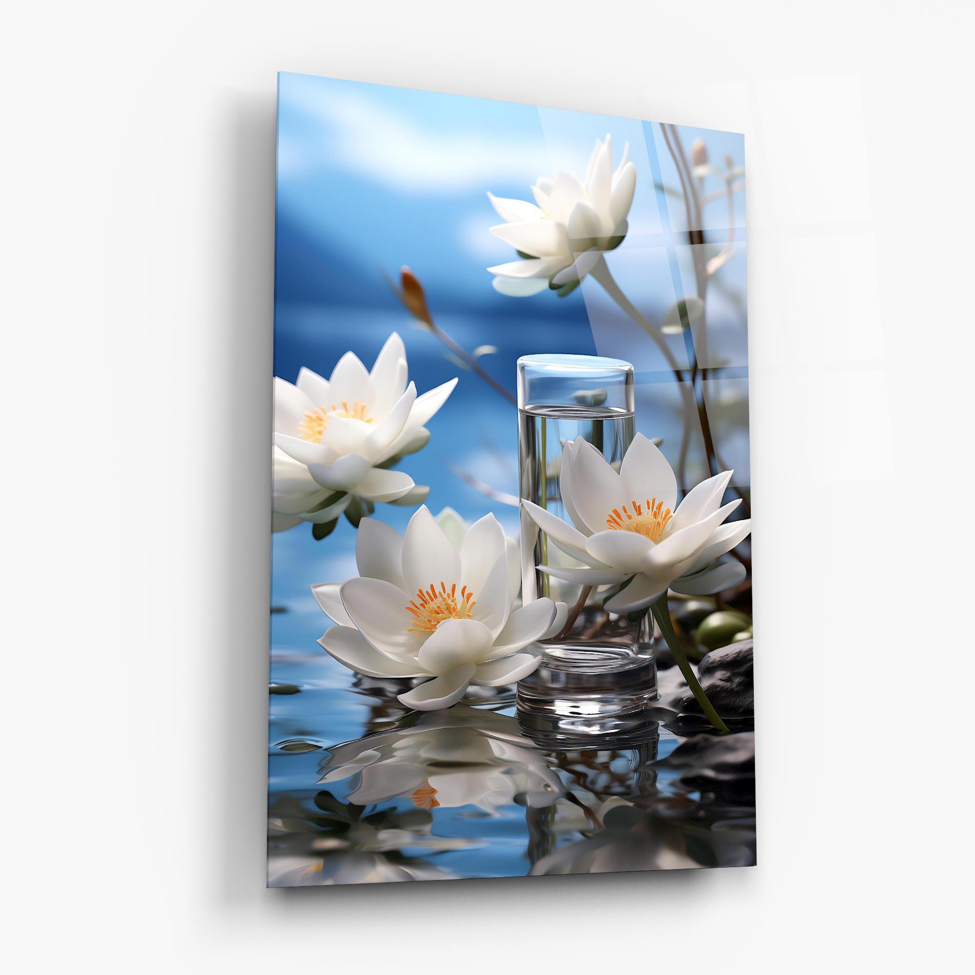 Glasbild Flower Water Glass mockup 6