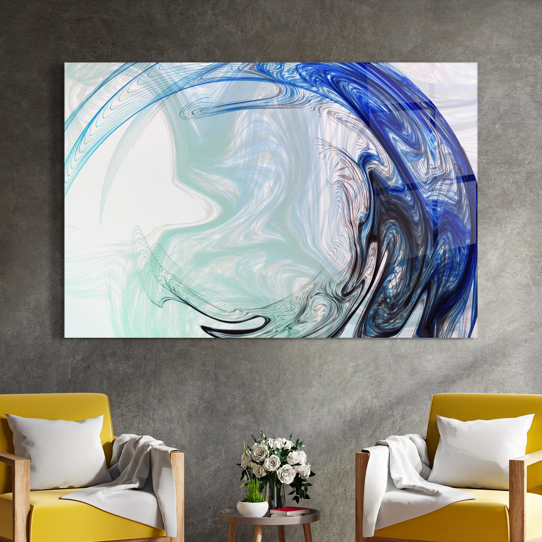 Glasbild Blue Black Art mockup 4