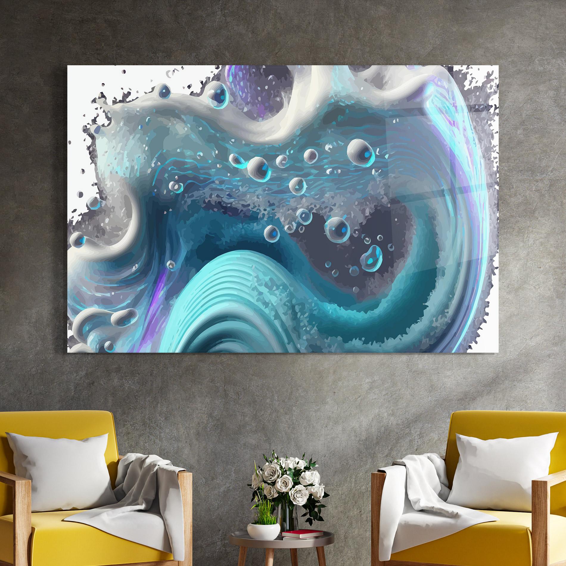 Glasbild Blue Purple Water mockup 4