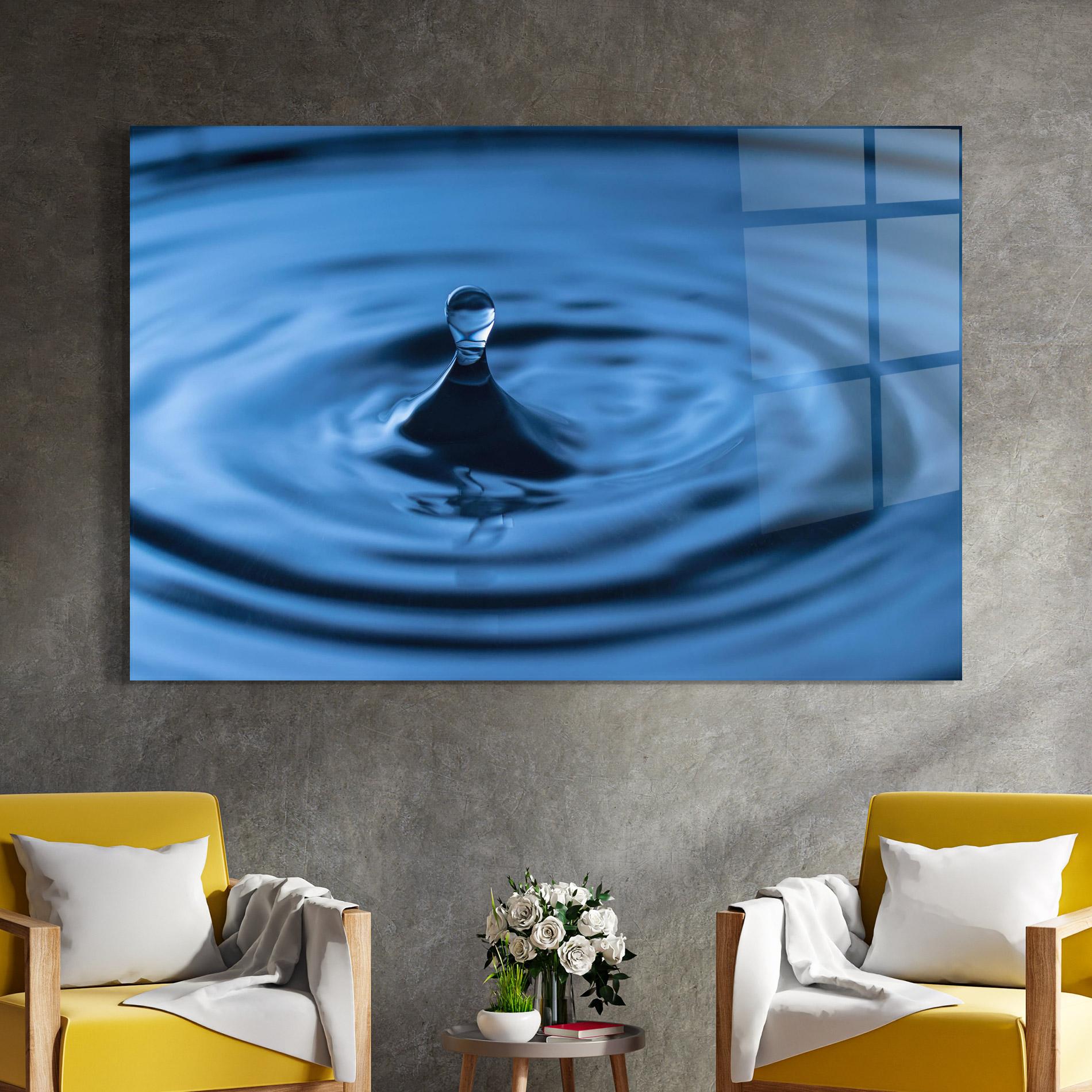 Glasbild Blue Small Drop mockup 4