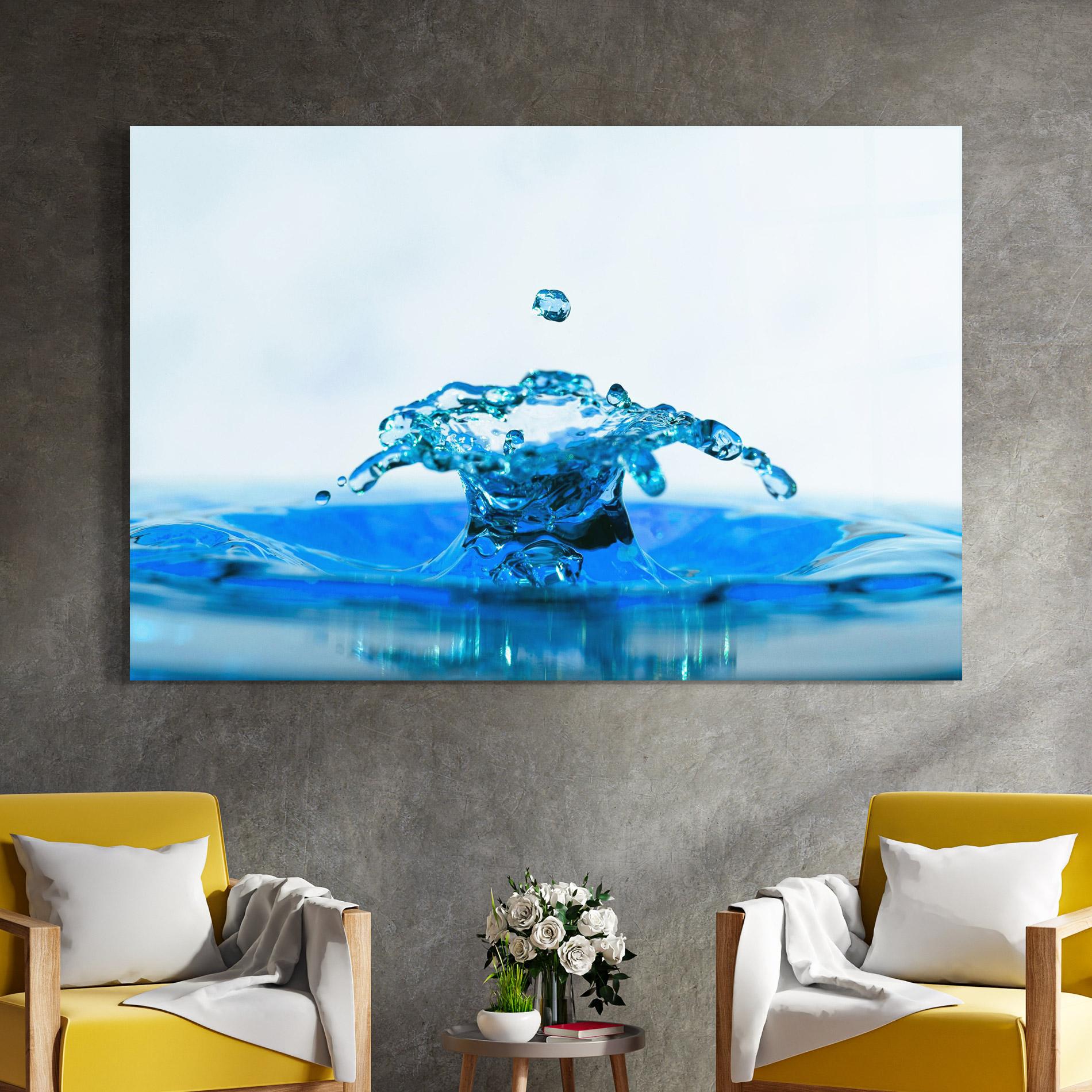 Glasbild Blue Water Splash mockup 4